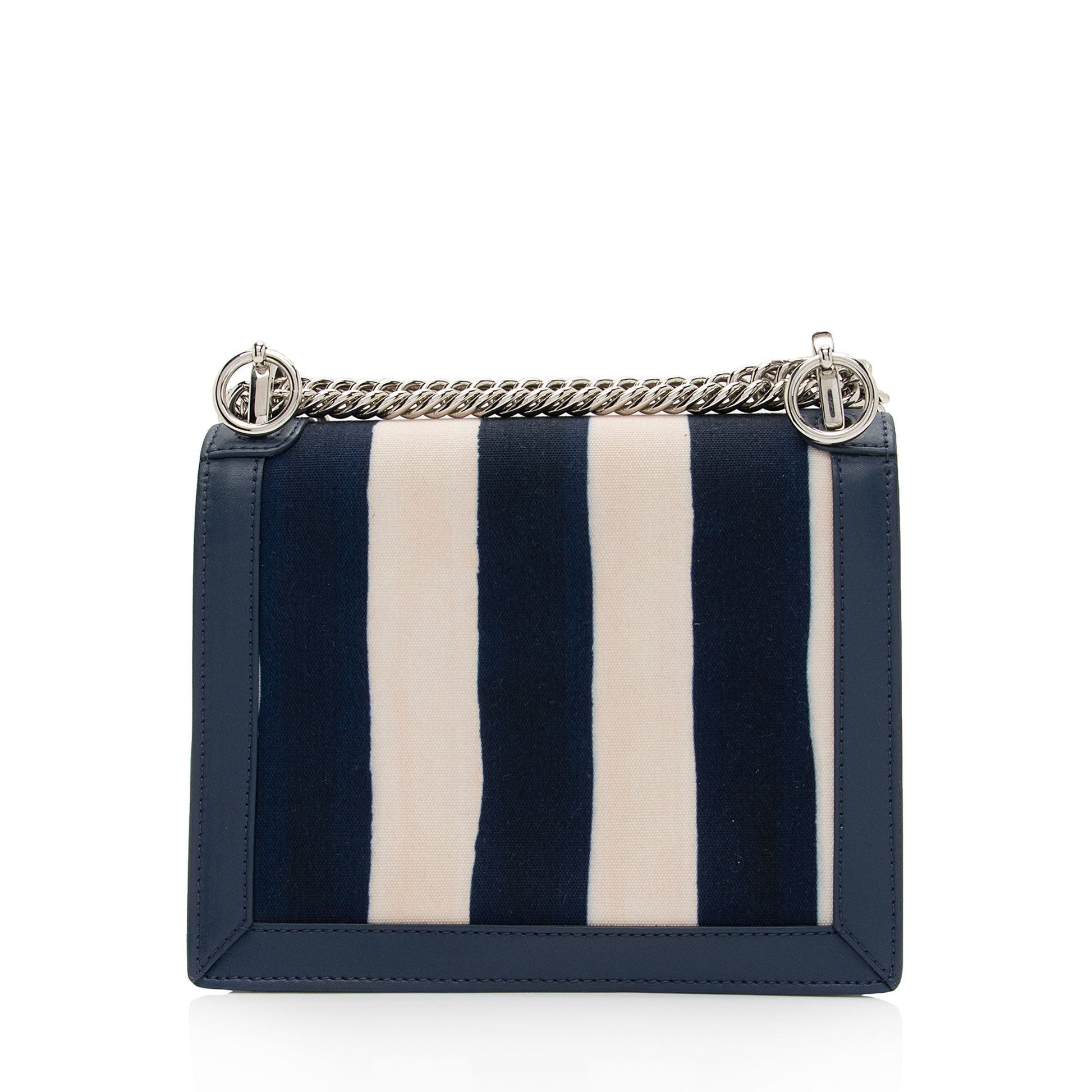 Fendi Calfskin Striped Kan Shoulder Bag Shf Yqidt1 Canvas Small