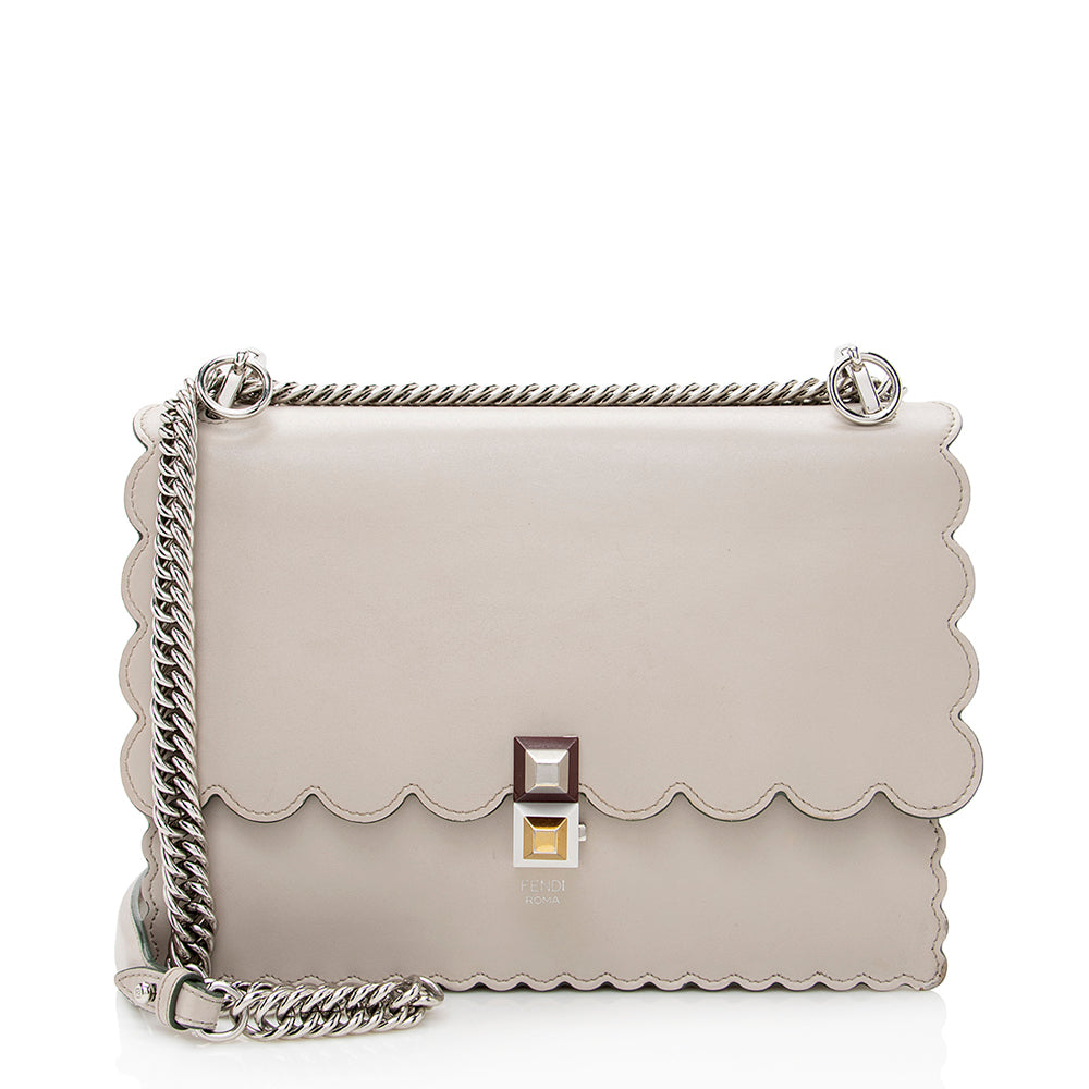 Fendi Calfskin Studded Kan Shoulder Bag Shf Medium Bag Shf 19206