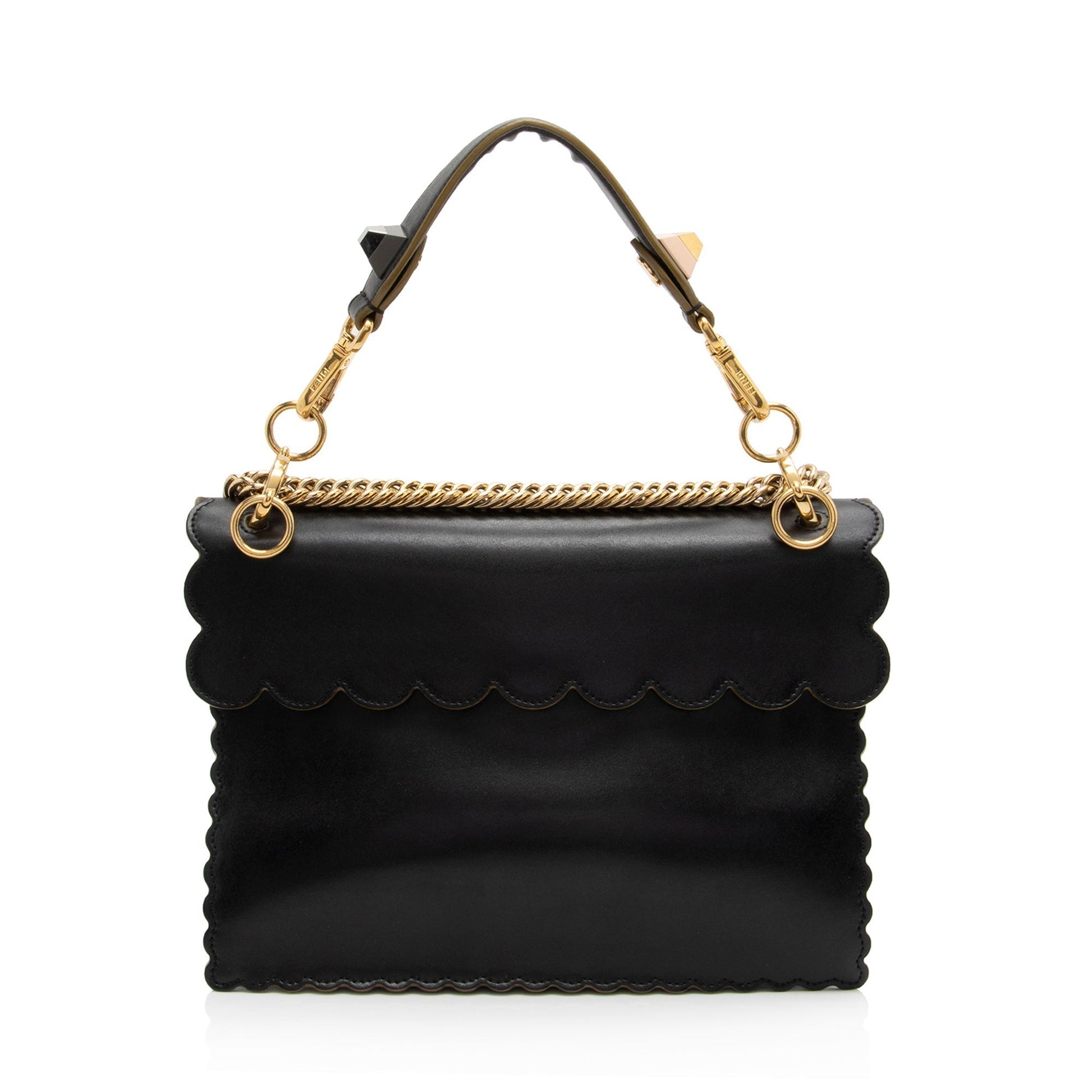 Fendi Calfskin Studded Kan Shoulder Bag Shf Bojibf Medium