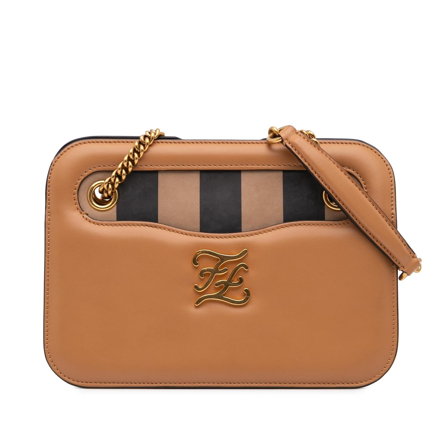 Fendi Calfskin King Nubuck Pequin Karligraphy Pocket Shoulder Bag Vitello