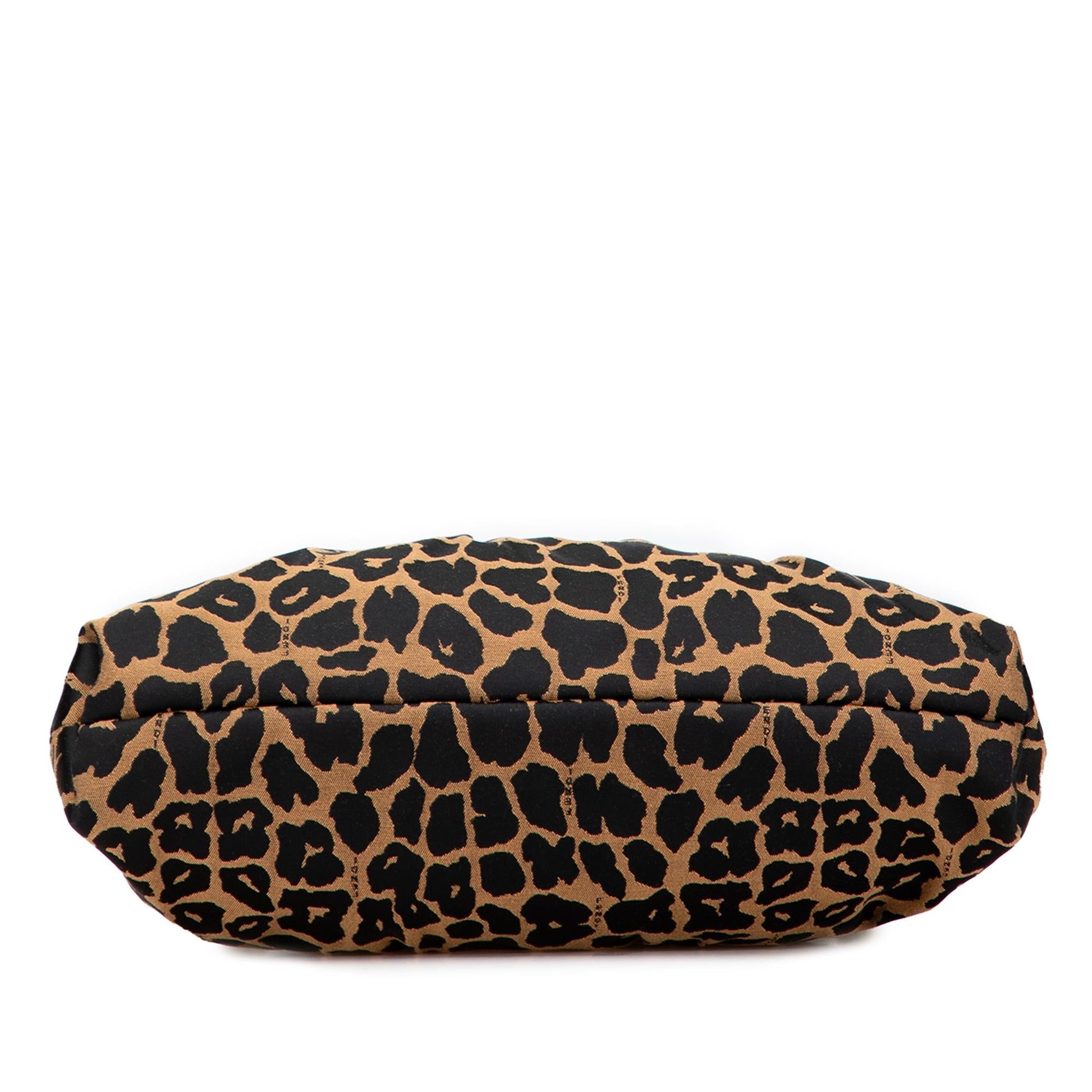 Fendi Leopard Print Chef Shoulder Bag Canvas