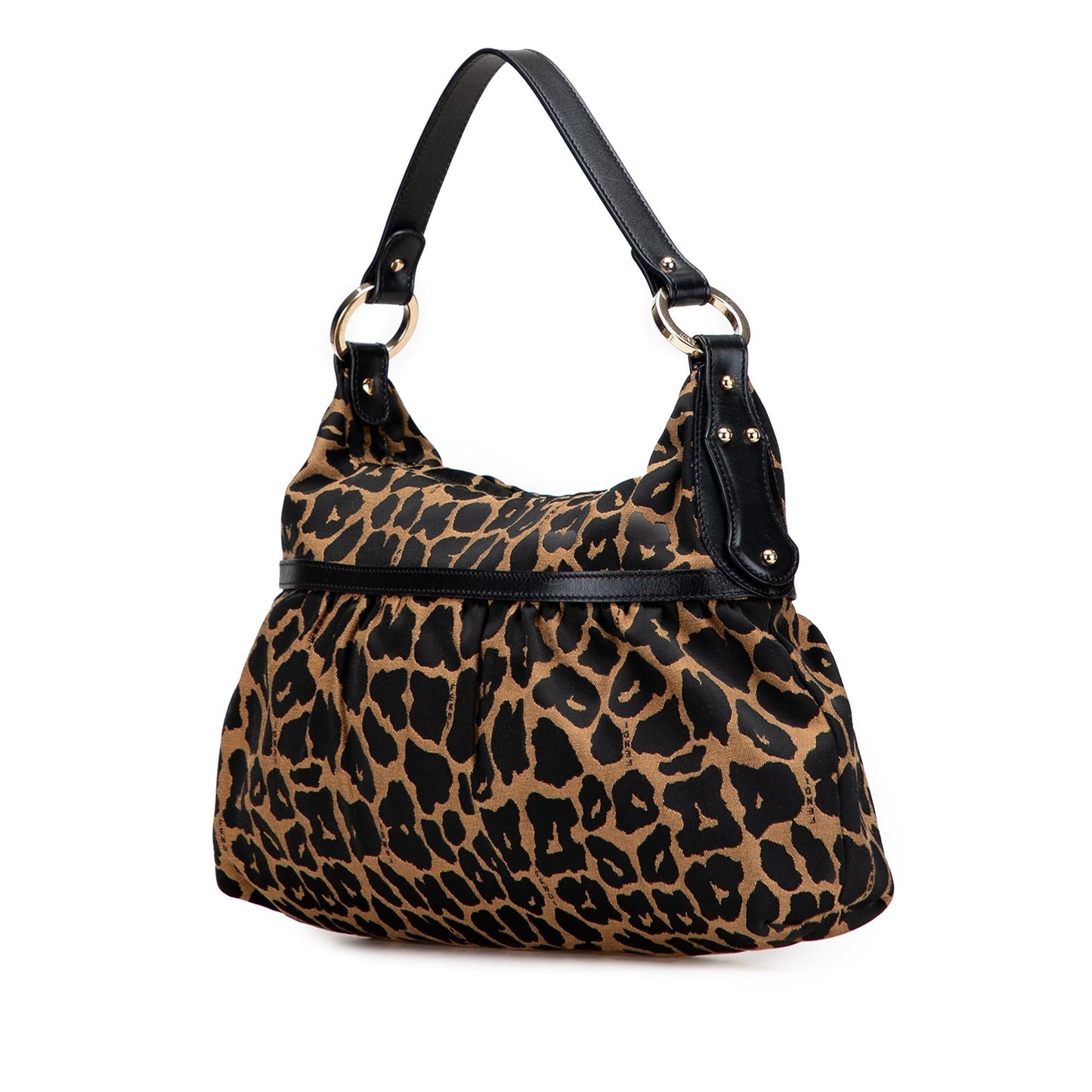 Fendi Leopard Print Chef Shoulder Bag Canvas
