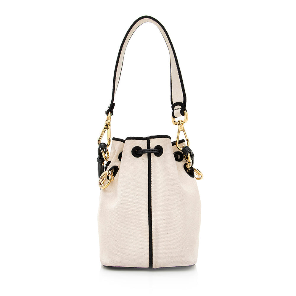 Fendi Mon Tresor Bag Shf Canvas Small Bucket Crossbody Bag