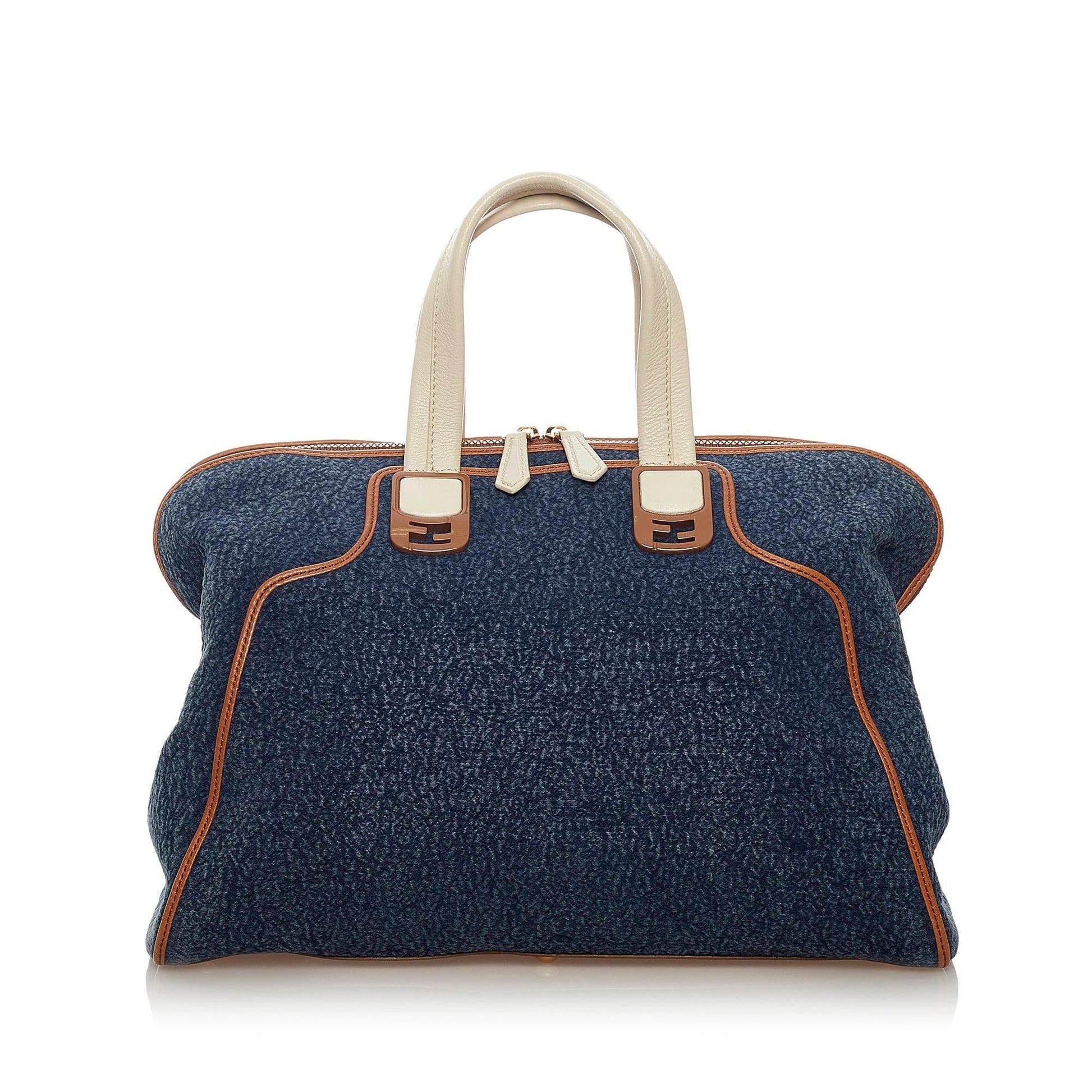 Fendi Chameleon Satchel Shg Denim Satchel Bag