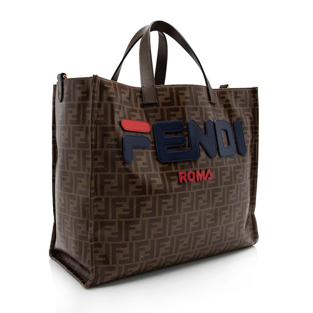 Fendi Coated Fila Mania Shopper Tote Shf Canvas Logo Tote Bag