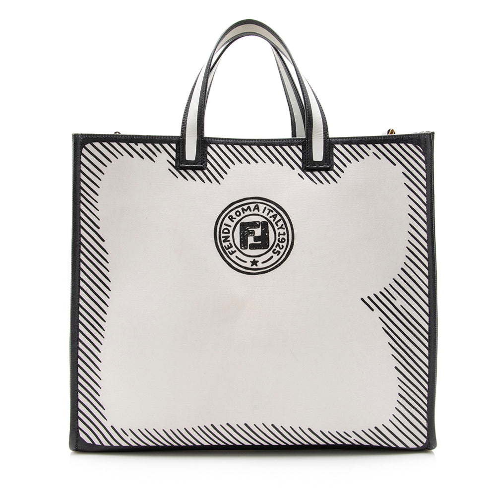 Fendi Coated Vetrifi Shopping Tote Shf Canvas Small Tote Bag