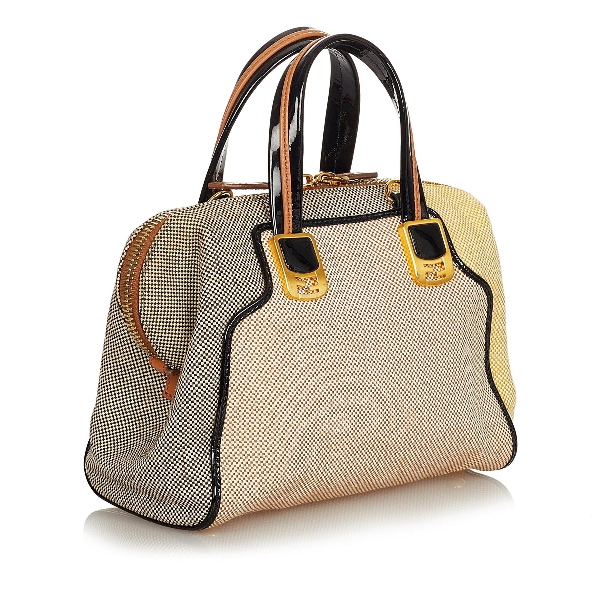Fendi Colorblock Chameleon Handbag Shg Canvas Satchel Bag
