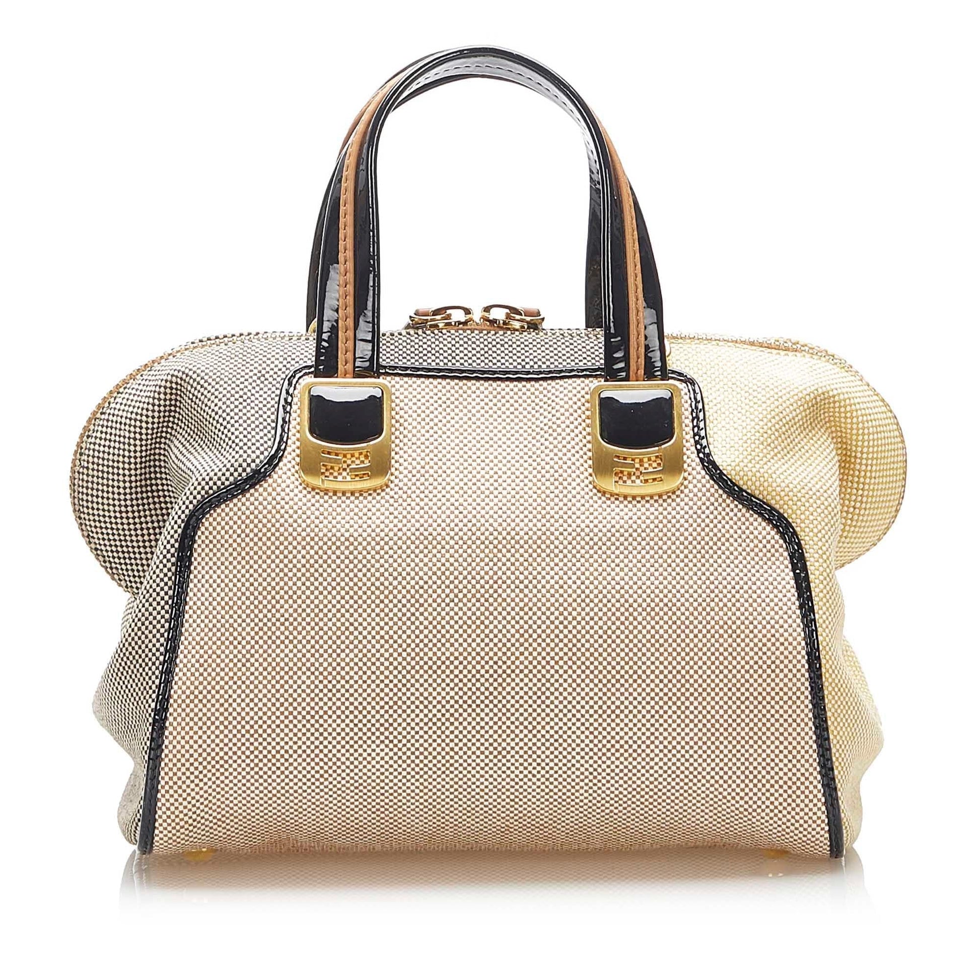 Fendi Colorblock Chameleon Shg Satchel Bag Canvas