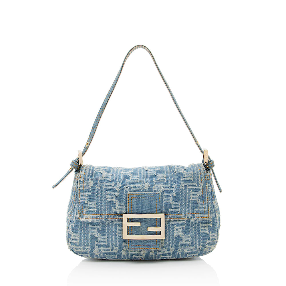 Fendi Baguette Shoulder Bag Shf Denim Mini