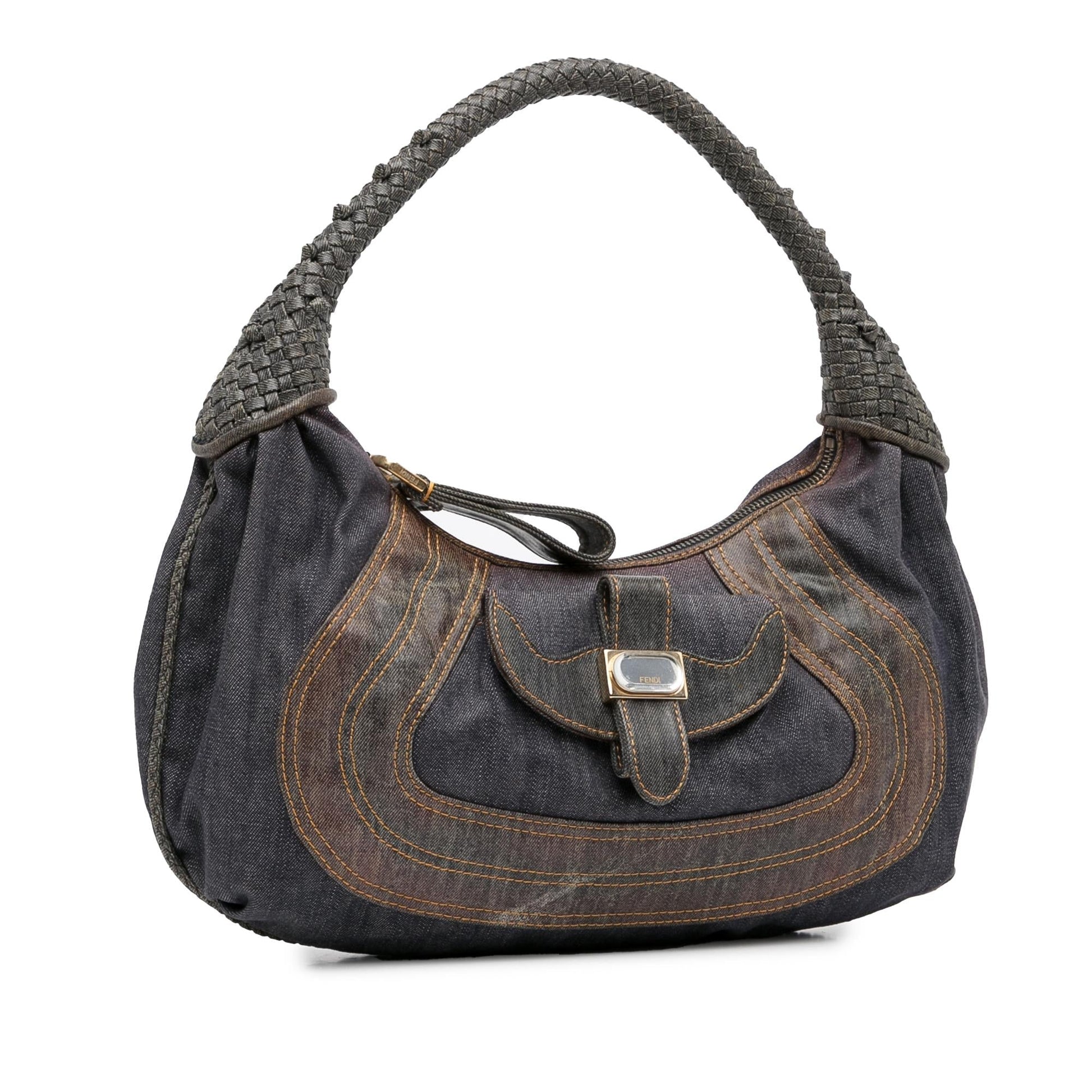 Fendi Spy Hobo Shg Txb2Ws Denim Shoulder Bag