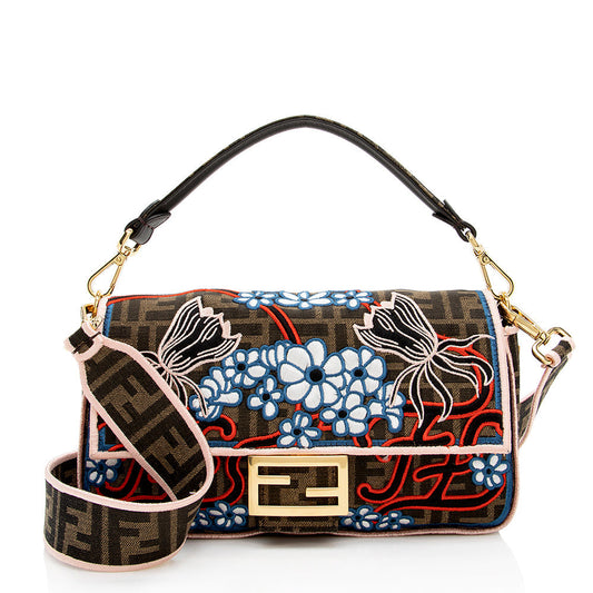 Chanel Fendi Karligraphy Baguette Shoulder Bag Shf Embroidered