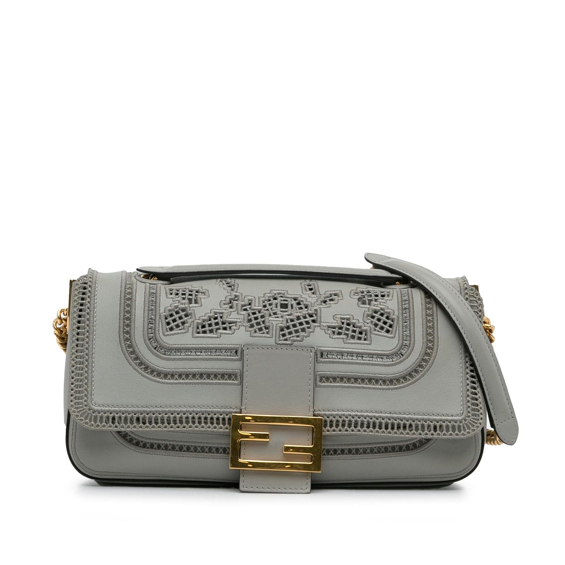 Fendi Lace Baguette Shg Zdsyop Shoulder Bag Chain Embroidered