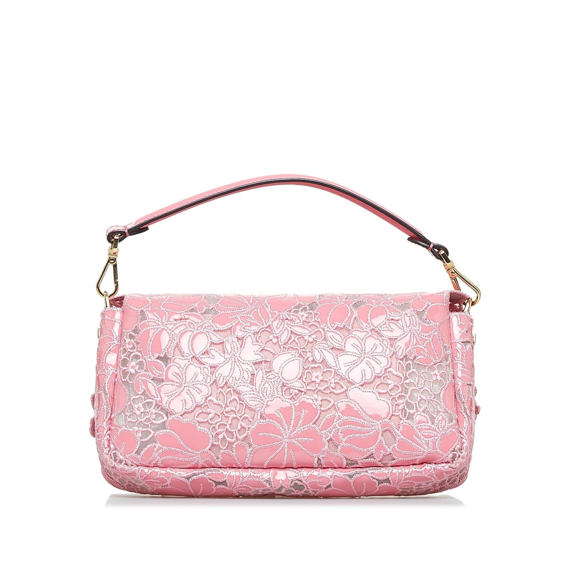 Fendi Lace Baguette Shg Glr2R8 Satchel Bag Embroidered