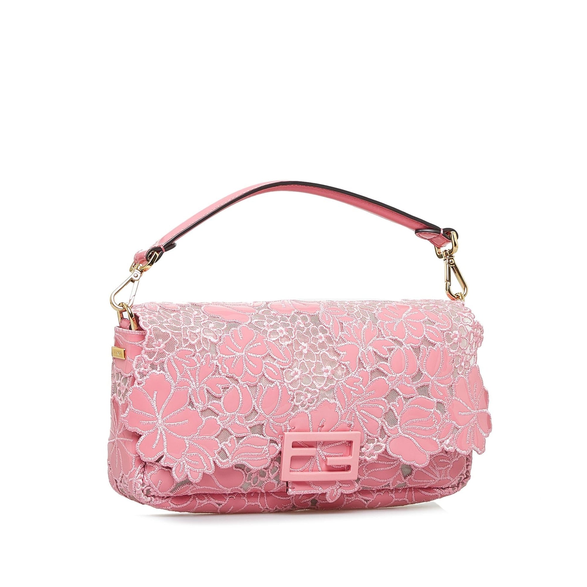 Fendi Lace Baguette Shg Glr2R8 Satchel Bag Embroidered