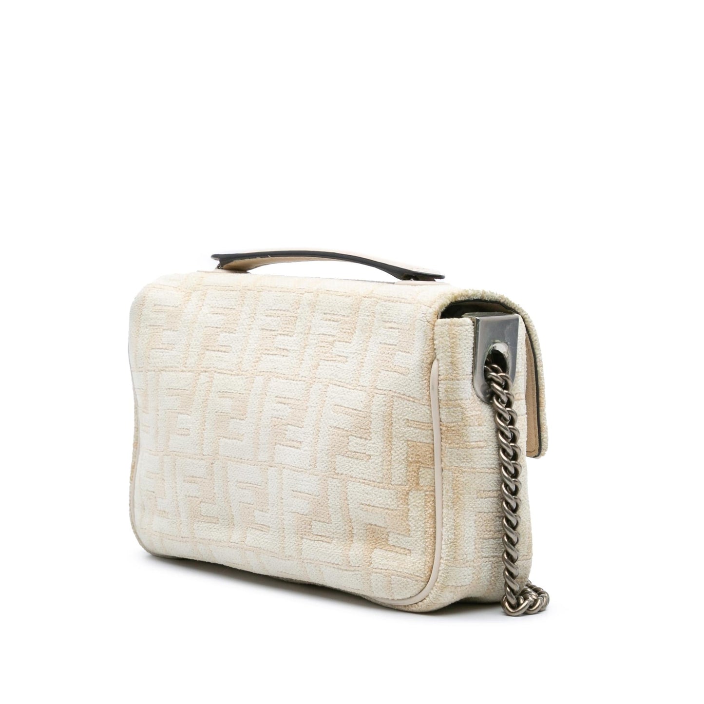 Fendi Ff Chenille And Seta Midi Baguette Shoulder Bag Vitello Chain