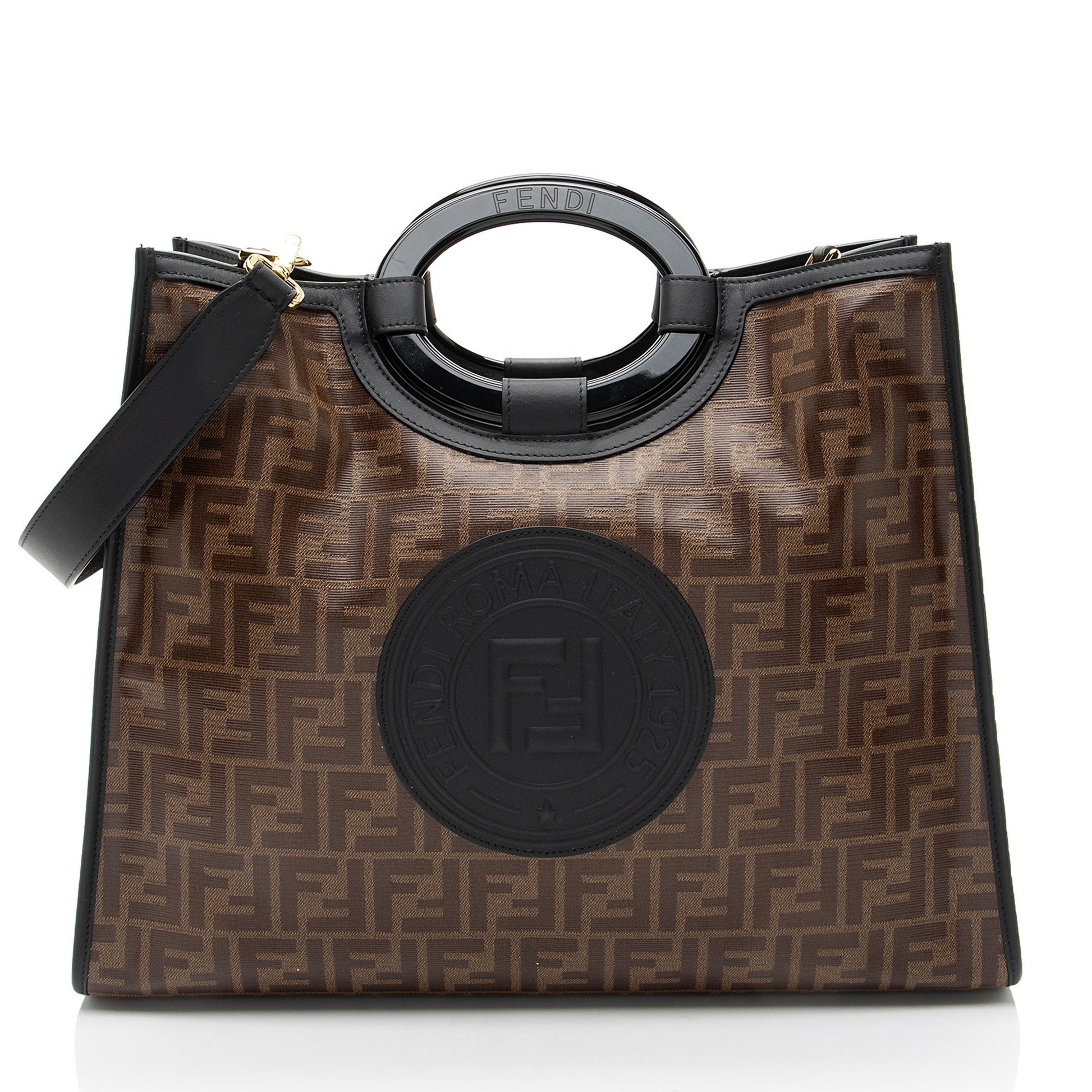 Fendi Ff Coated Runaway Shopper Tote Canvas Tote Bag