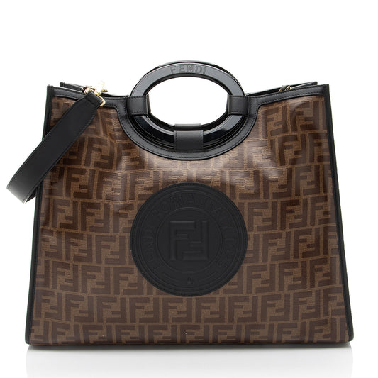 Fendi Ff Coated Runaway Shopper Tote Canvas Tote Bag