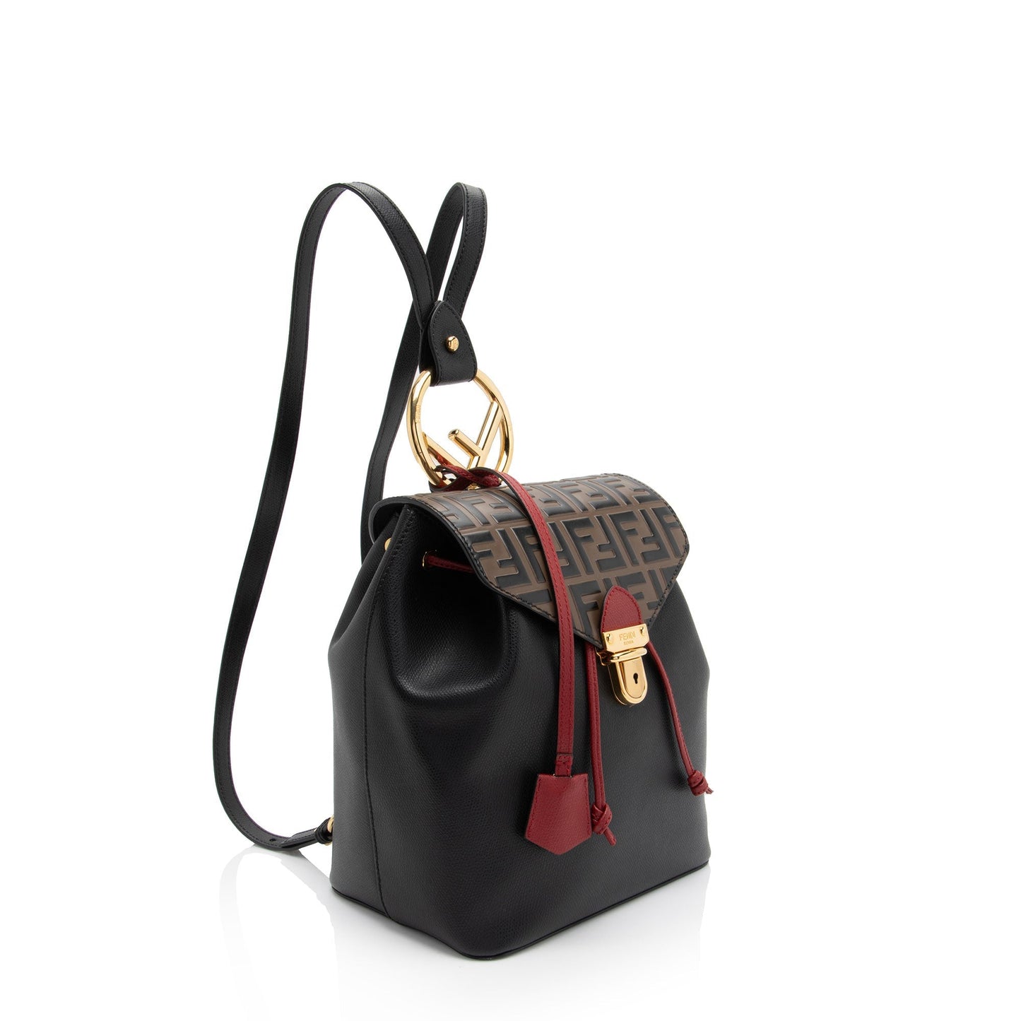 Fendi Ff Calfskin Cruise Bico Backpack Embossed Shoulder Bag
