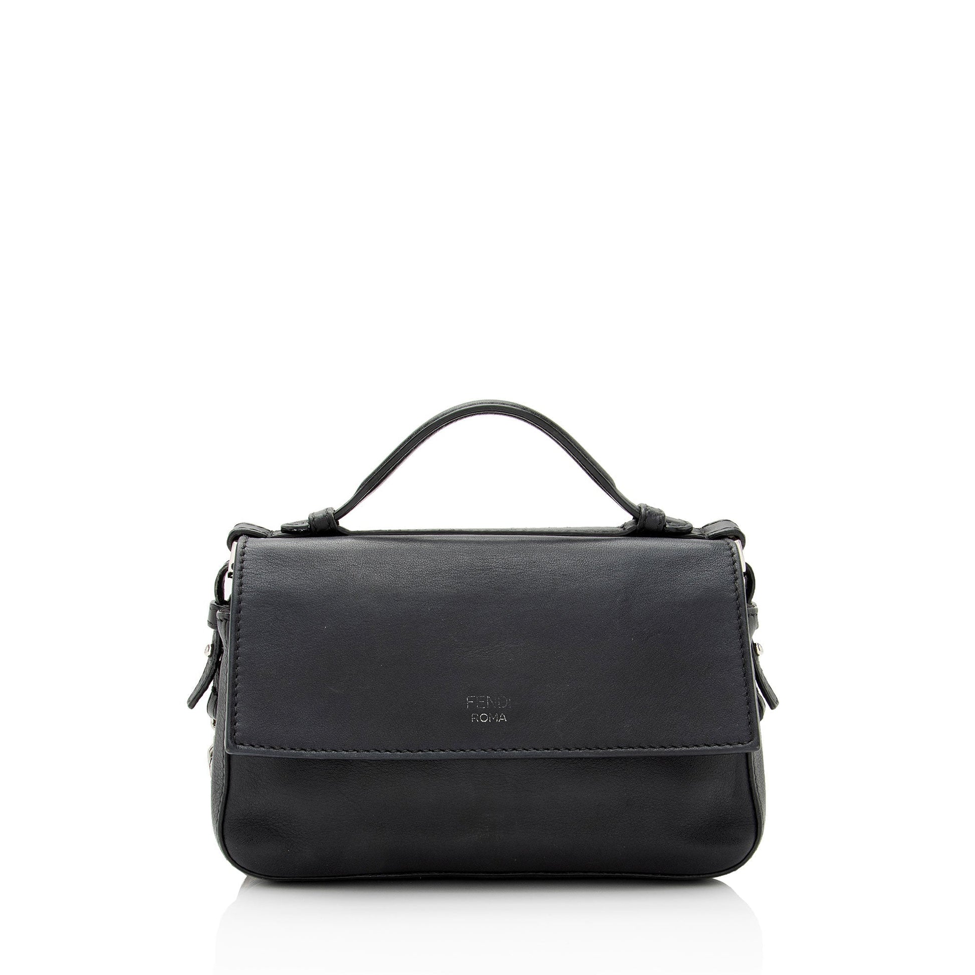 Fendi Ff Calfskin Double Baguette Bag Shf Yq8D8D Micro Embossed Shoulder Bag