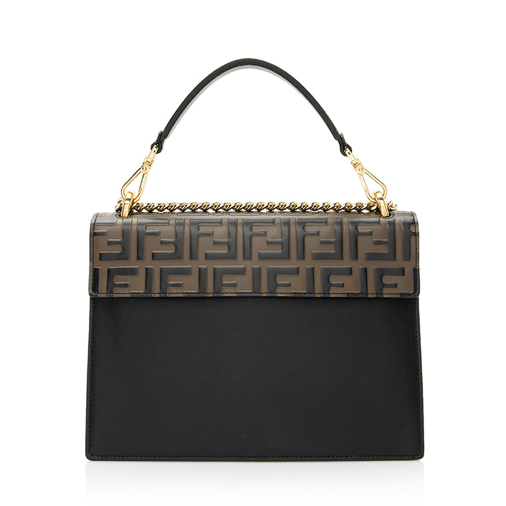 Fendi Ff Calfskin Kan Shoulder Bag Shf Medium Embossed