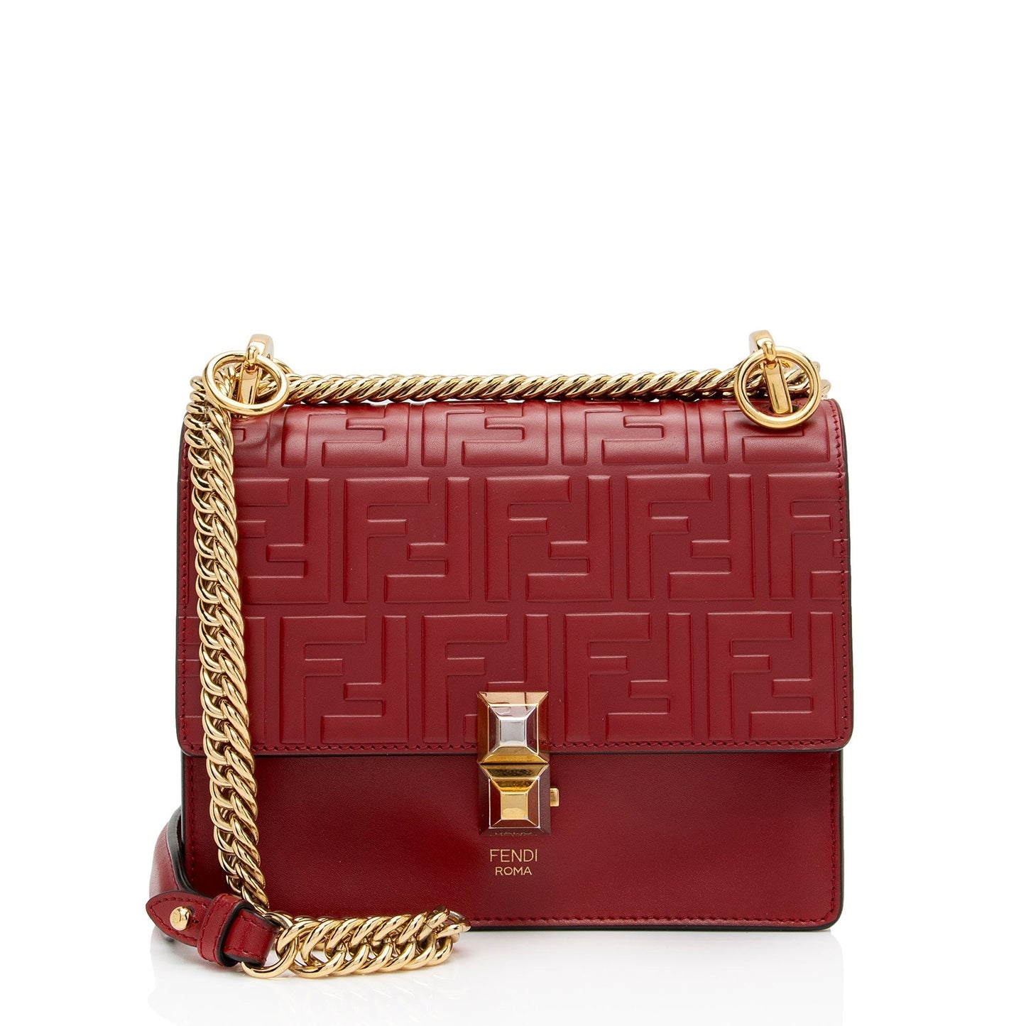 Fendi Ff Calfskin Kan Shoulder Bag Shf Flp0Jj Small Embossed