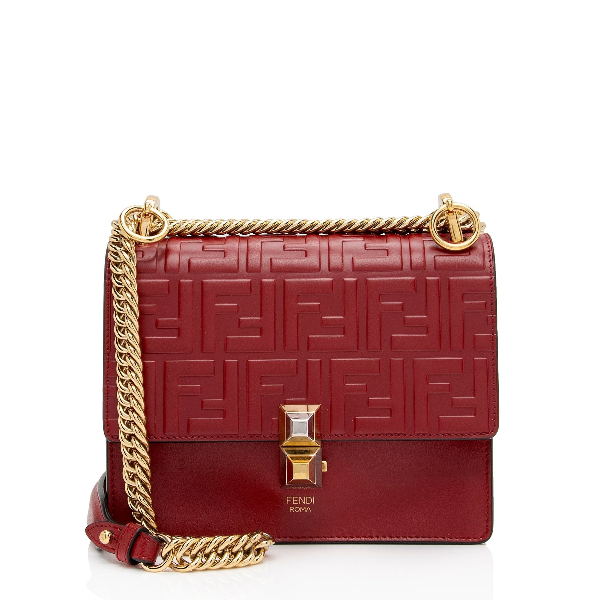 Fendi Ff Calfskin Kan Shoulder Bag Shf Flp0Jj Small Embossed