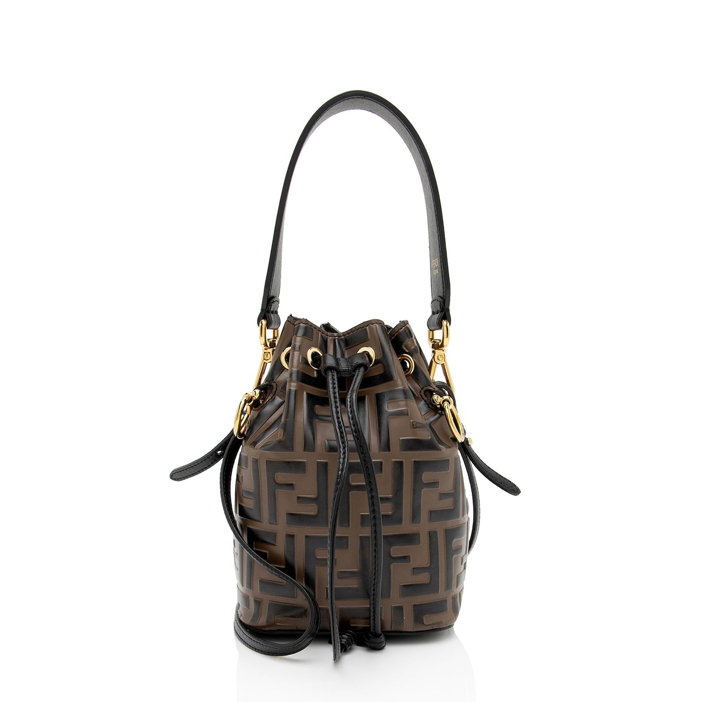 Fendi Ff Calfskin Mon Tresor Bag Shf Mo1Hol Mini Embossed Bucket Crossbody Bag