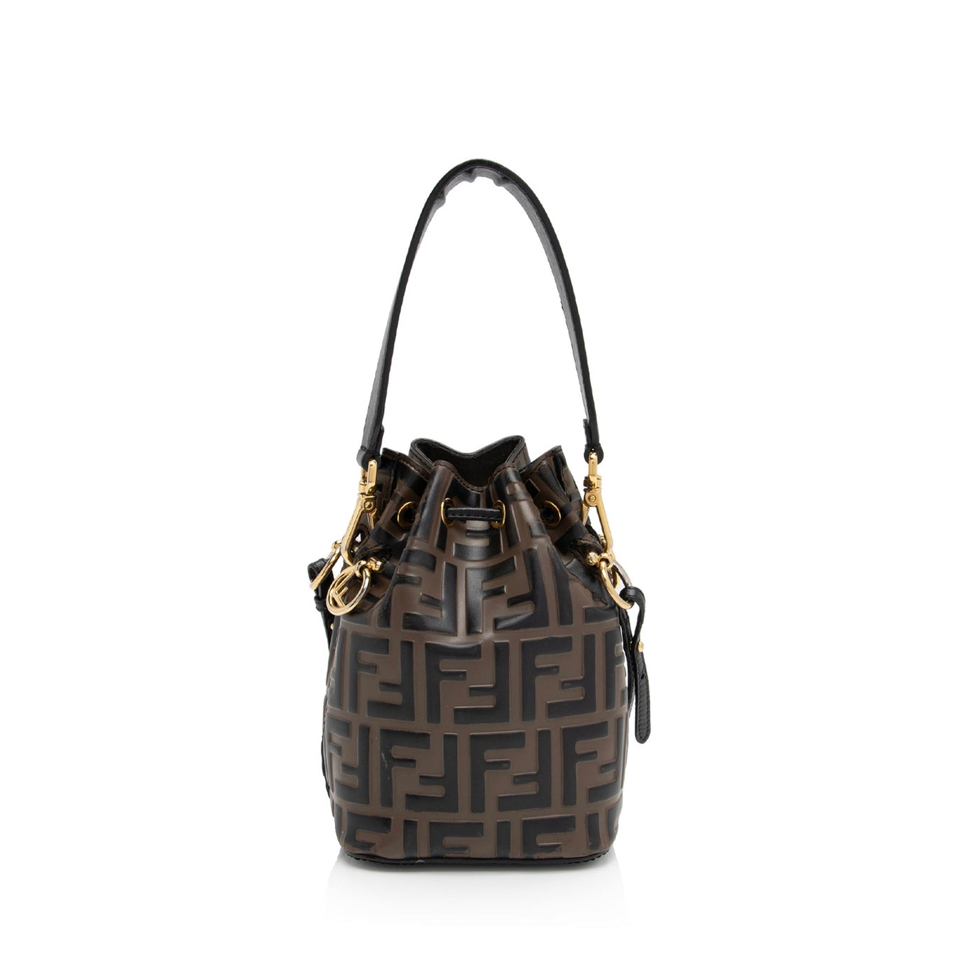 Fendi Ff Calfskin Mon Tresor Bag Shf Ci9Vp1 Mini Embossed Bucket Crossbody Bag