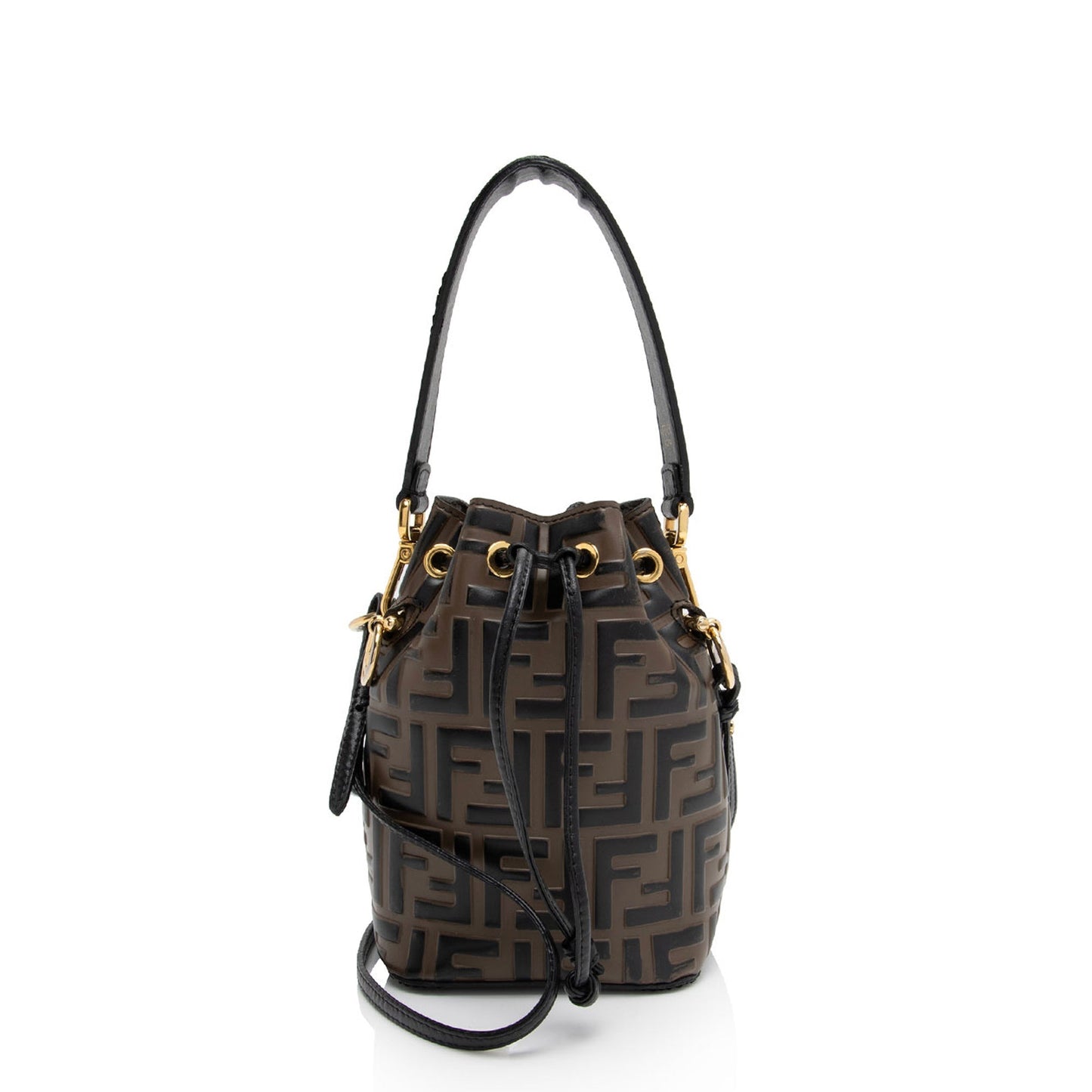 Fendi Ff Calfskin Mon Tresor Bag Shf Ci9Vp1 Mini Embossed Bucket Crossbody Bag