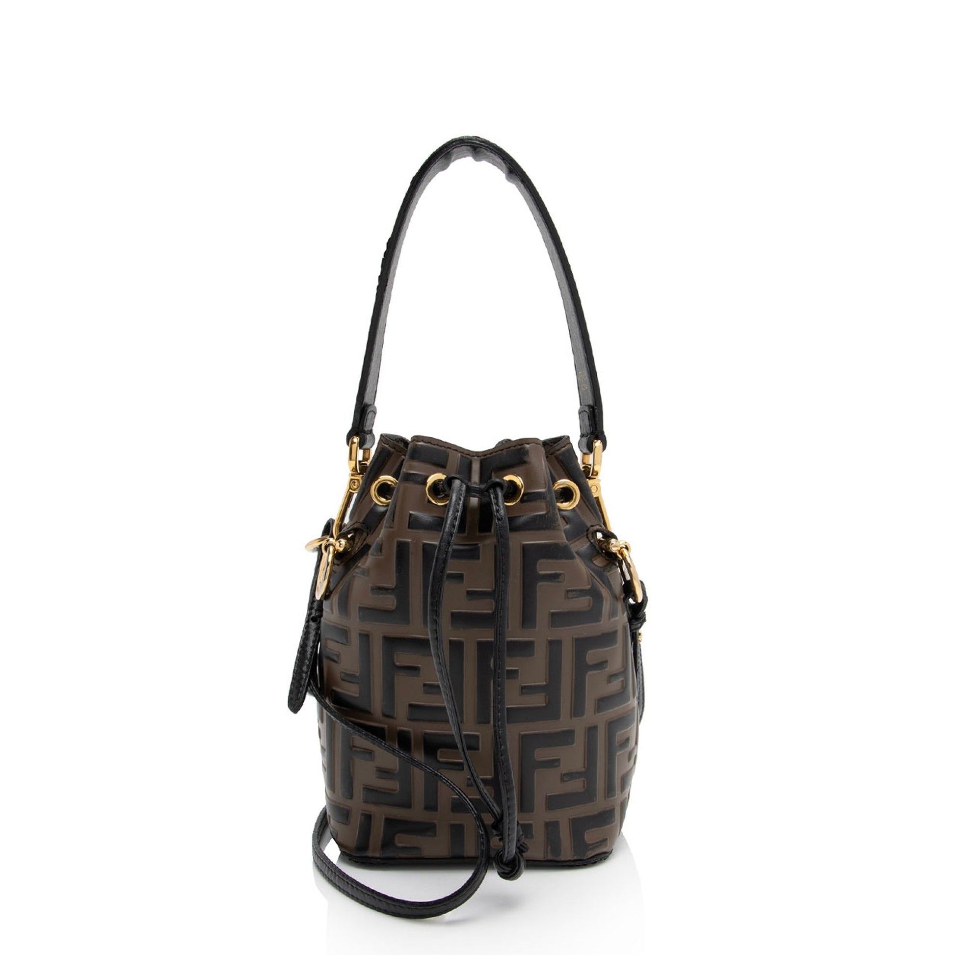 Fendi Ff Calfskin Mon Tresor Bag Shf Ci9Vp1 Mini Embossed Bucket Crossbody Bag