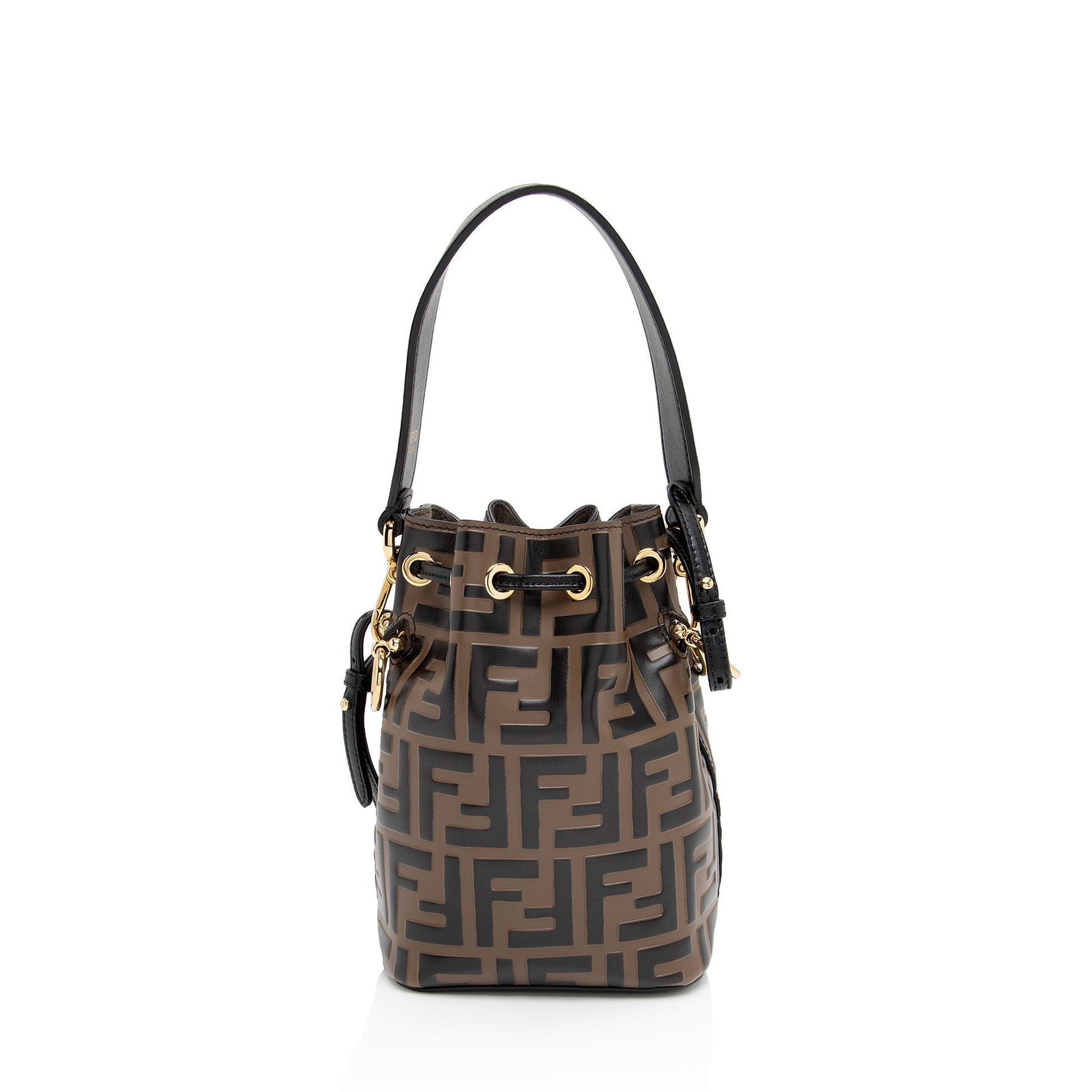Fendi Ff Calfskin Mon Tresor Bag Shf Nzkk6E Mini Embossed Bucket Crossbody Bag