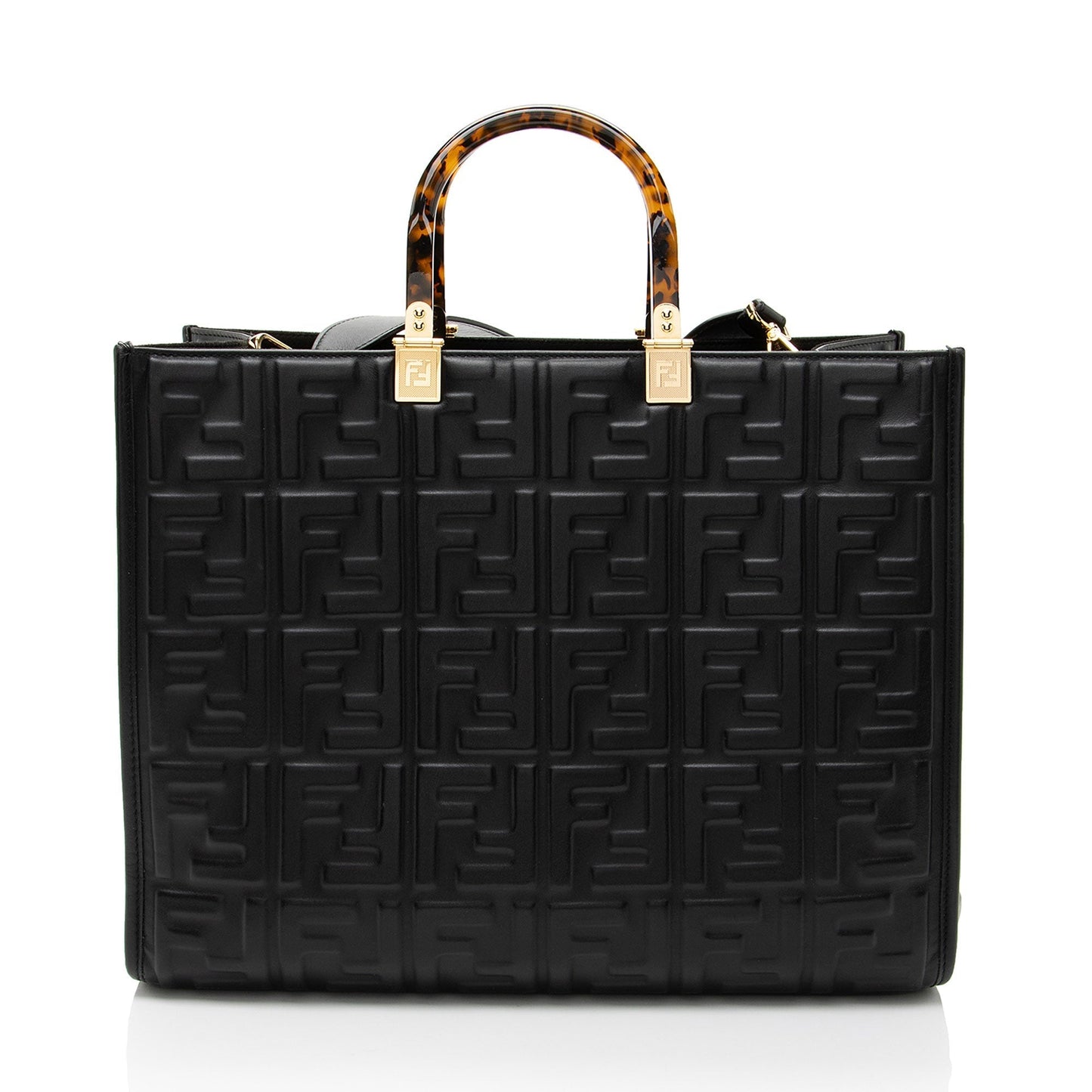 Fendi Ff Calfskin Sunshine Shopper Tote Medium Embossed Tote Bag