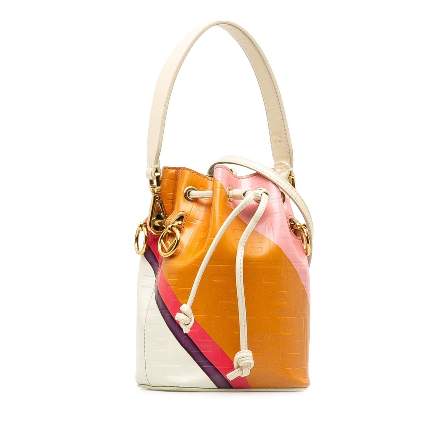 Fendi Ff Striped Mon Tresor Bag Mini Embossed Bucket Shoulder Bag
