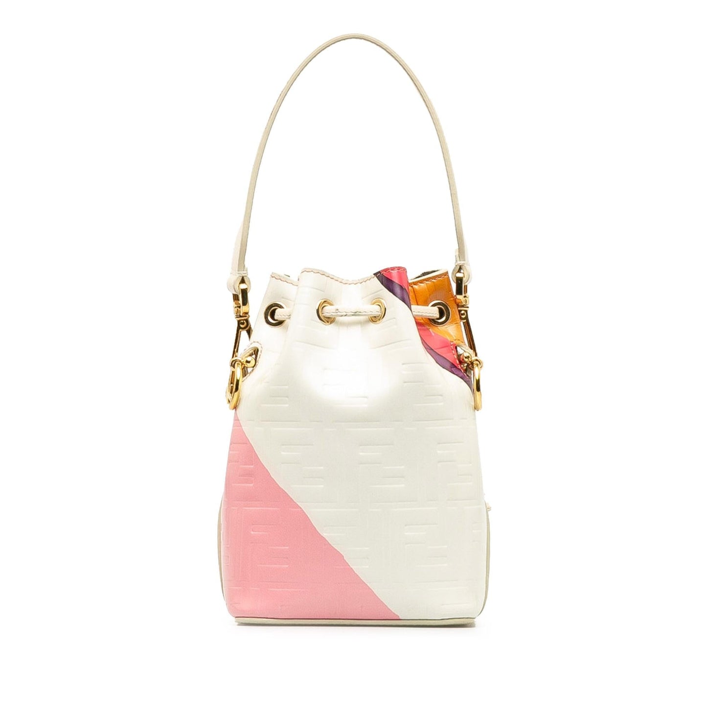 Fendi Ff Striped Mon Tresor Bag Mini Embossed Bucket Shoulder Bag