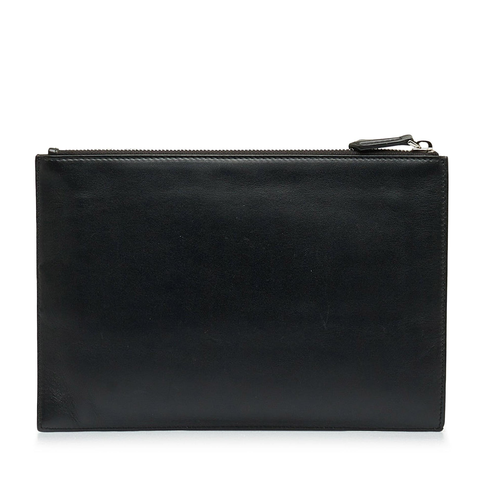 Fendi Ff Clutch Shg Pnk2Mm Leather Zip Clutch Bag