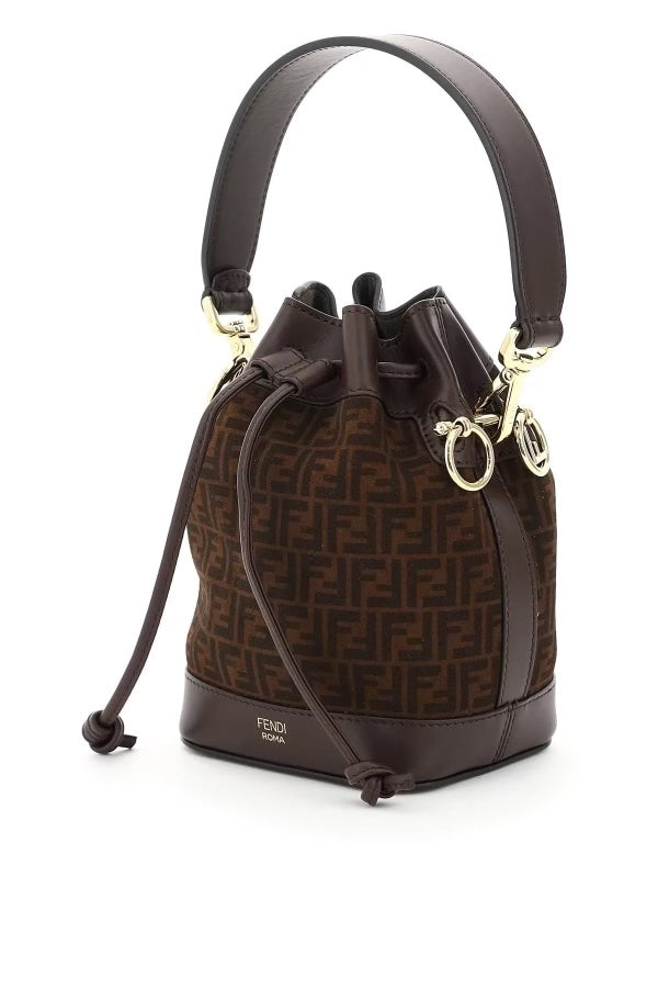 Fendi Ff And Mon Trã Sor Bag Leather Suede Mini Bucket Bag