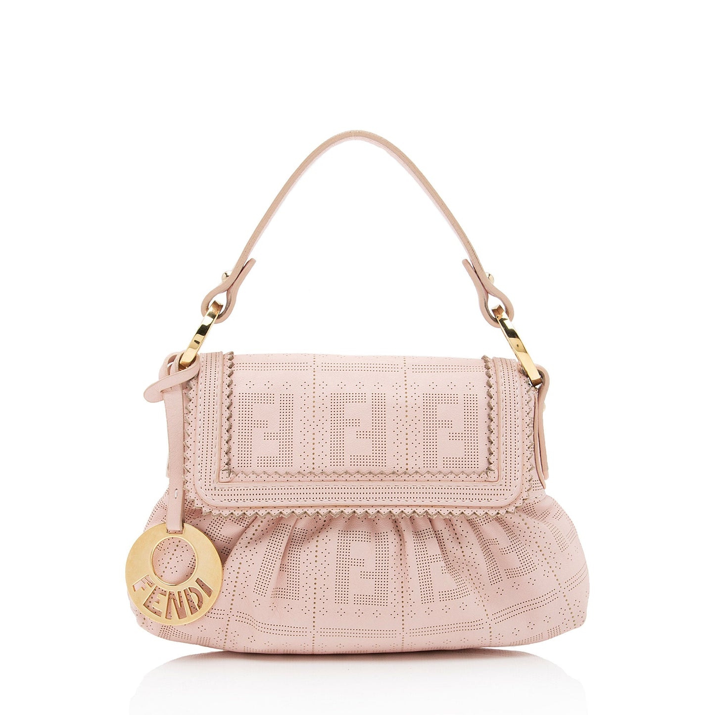 Fendi Ff Perforated Chef Bag Shf Otjscu Leather Mini Flap Clutch Bag