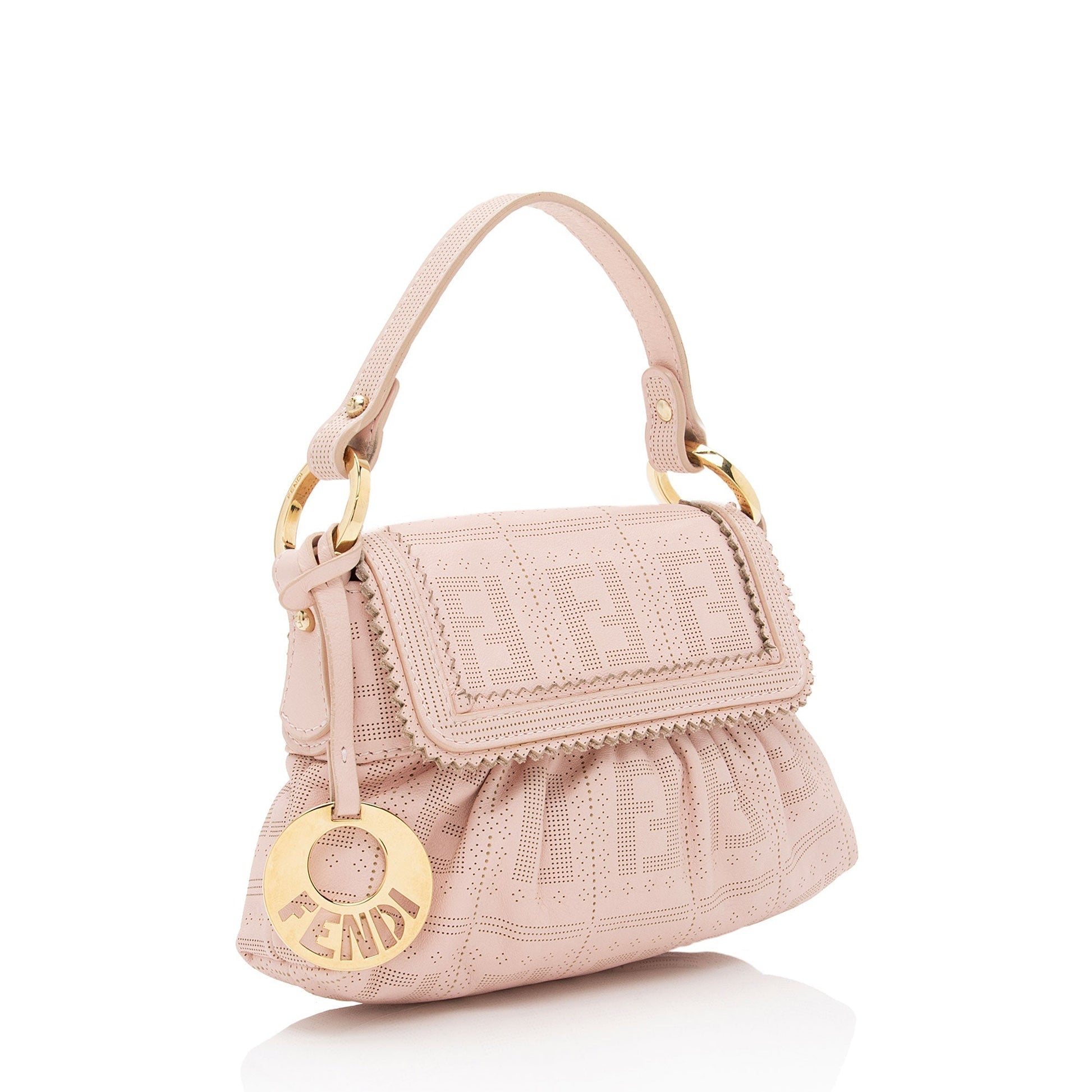 Fendi Ff Perforated Chef Bag Shf Otjscu Leather Mini Flap Clutch Bag