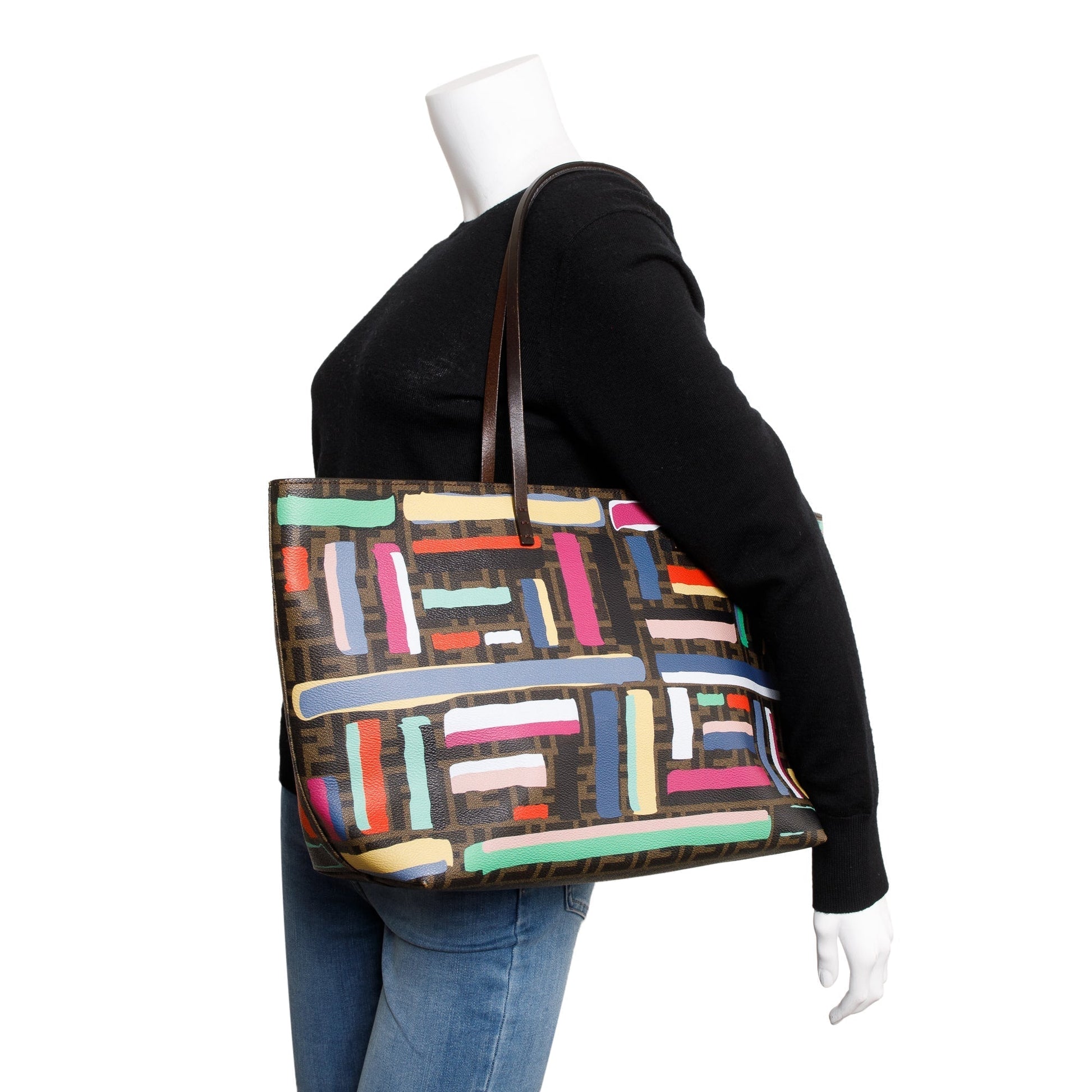 Fendi Ff Zucca Spalmati Chalks Roll Tote Tote Bag