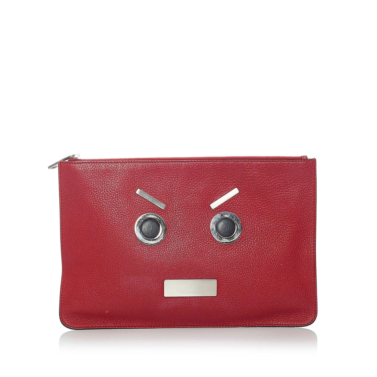 Fendi Face Clutch Bag Shg Leather