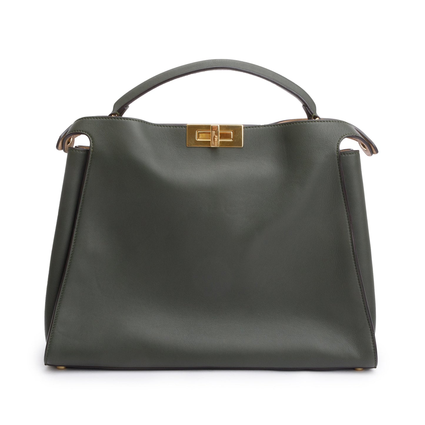 Fendi Calfskin Peekaboo Bag Leather Green Travel Bag