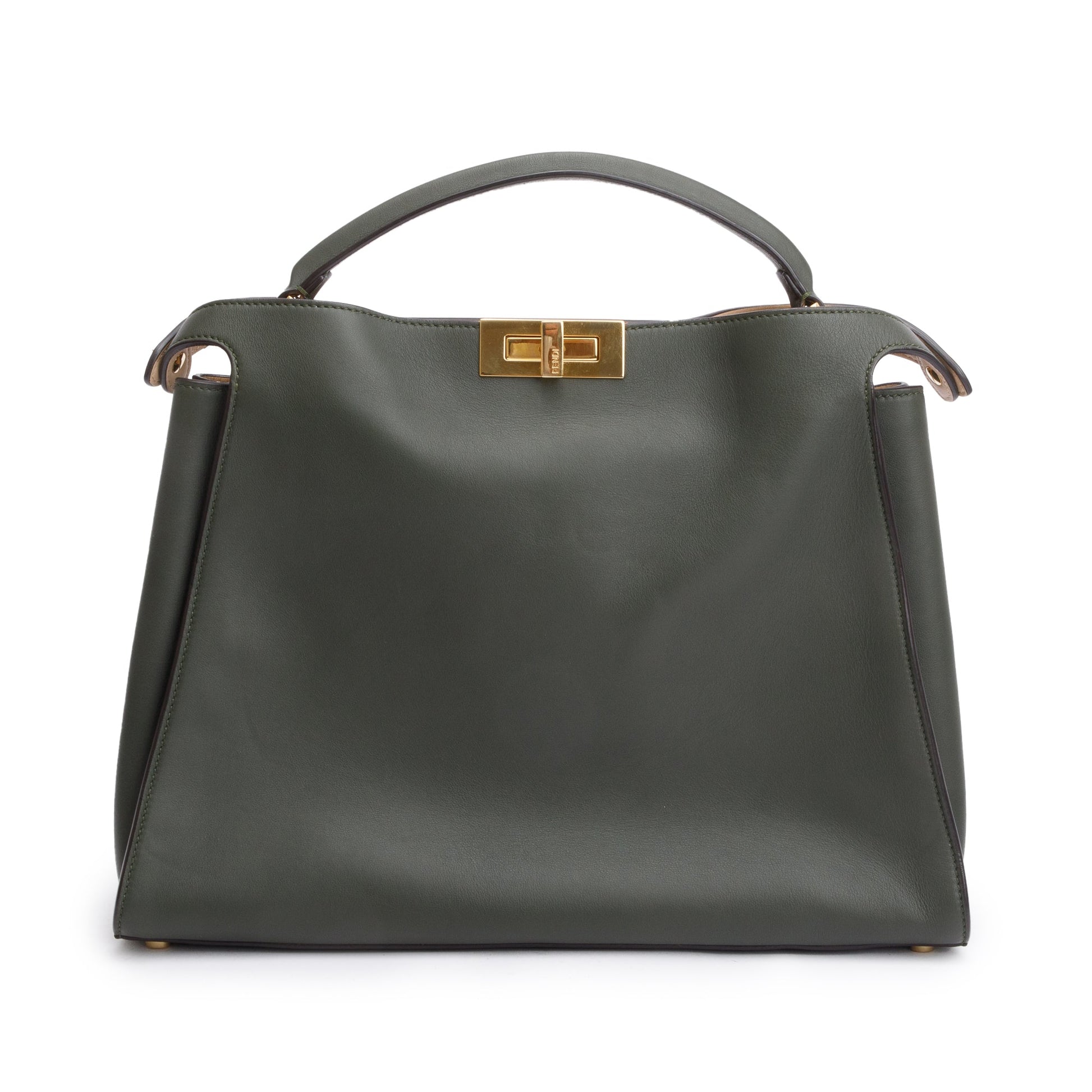 Fendi Calfskin Peekaboo Bag Leather Green Travel Bag