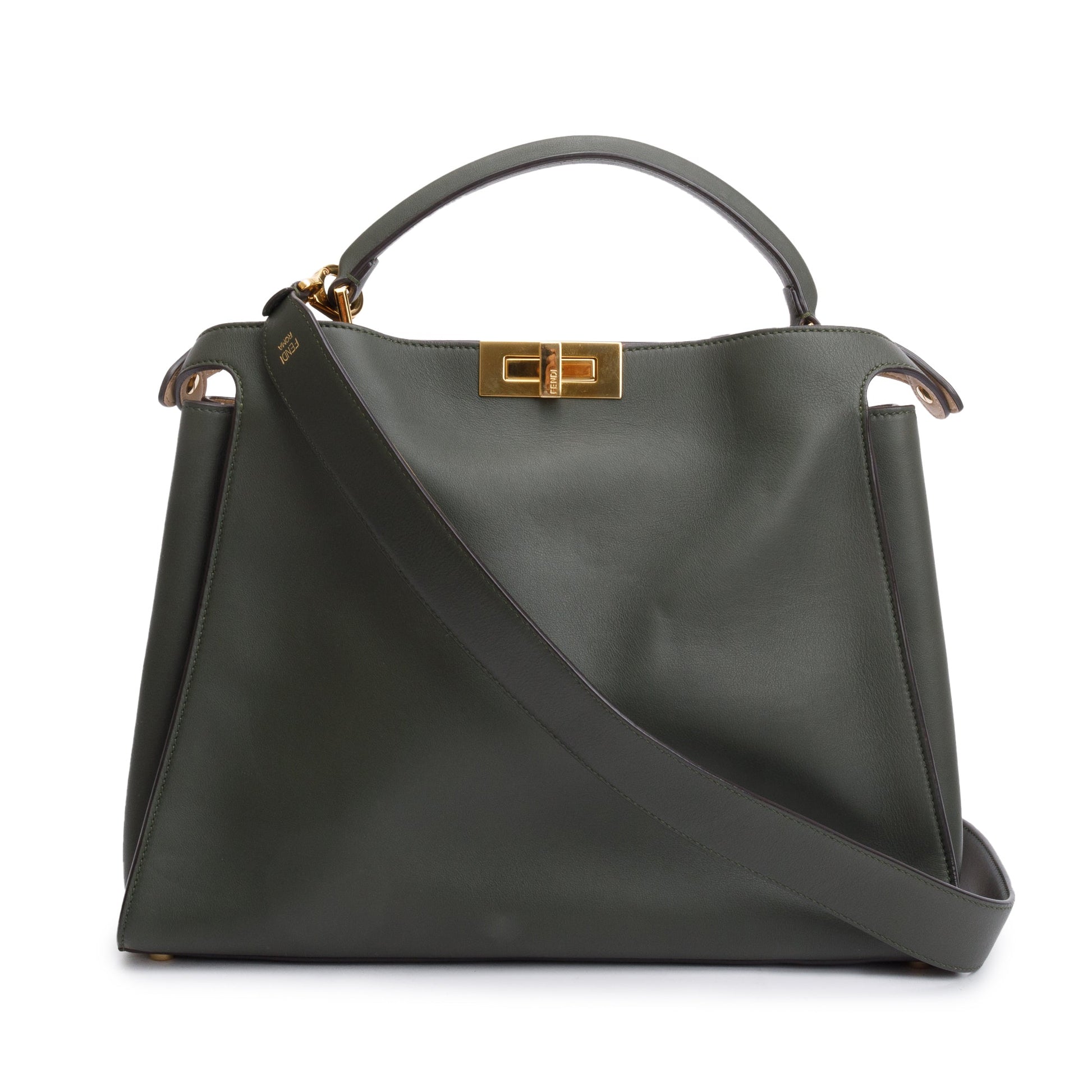 Fendi Calfskin Peekaboo Bag Leather Green Travel Bag