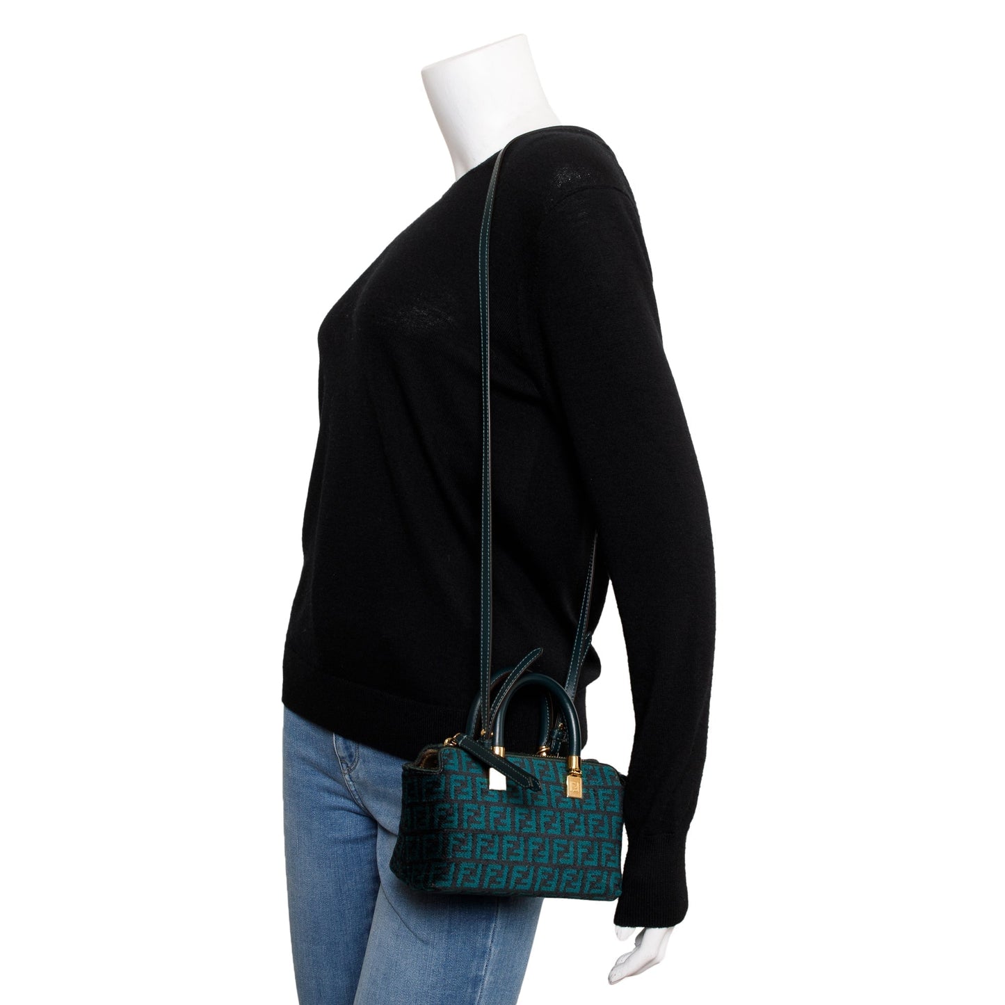 Fendi Ff Motif Tapestry Fabric By The Way Green Mini Travel Bag