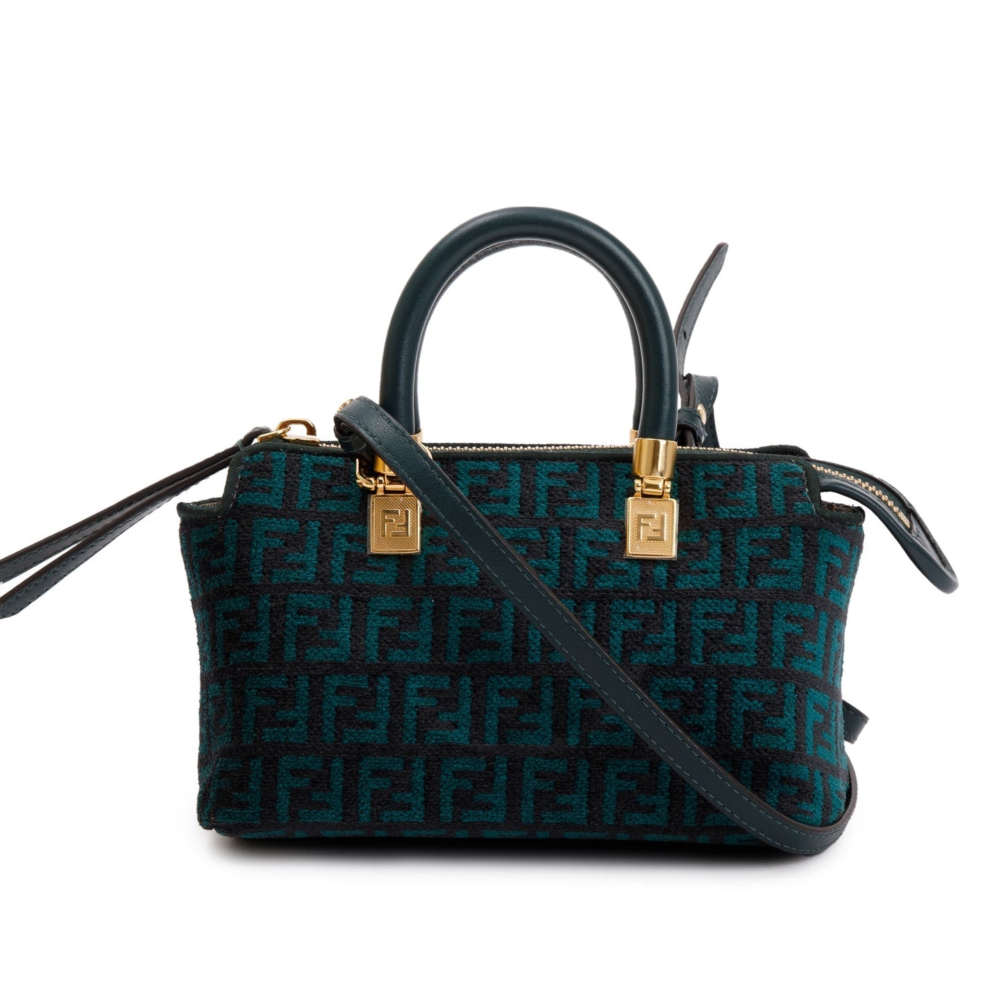 Fendi Ff Motif Tapestry Fabric By The Way Green Mini Travel Bag