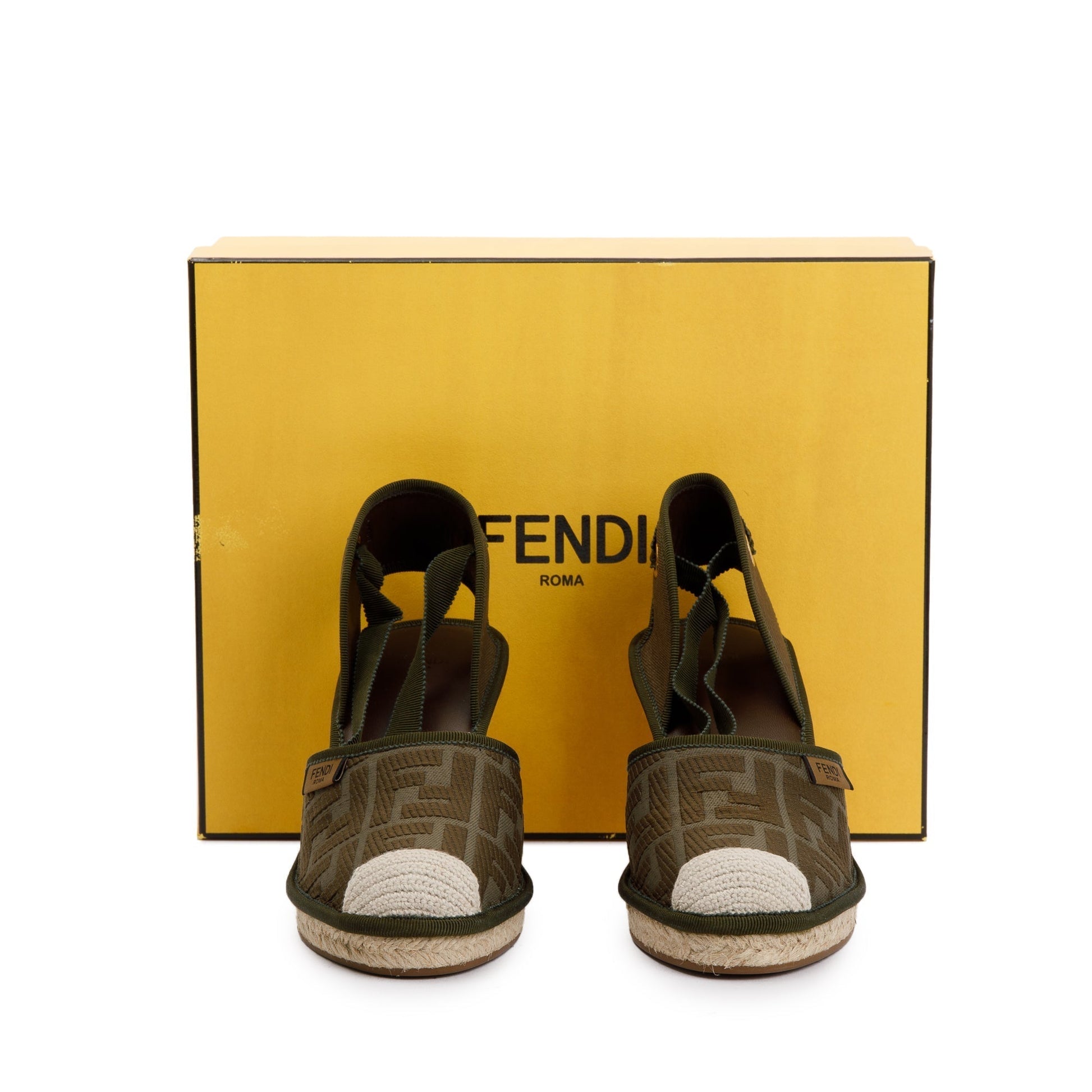 Fendi Ff Zucca Lace Up Espadrille Size Travel Canvas Green Travel Bag