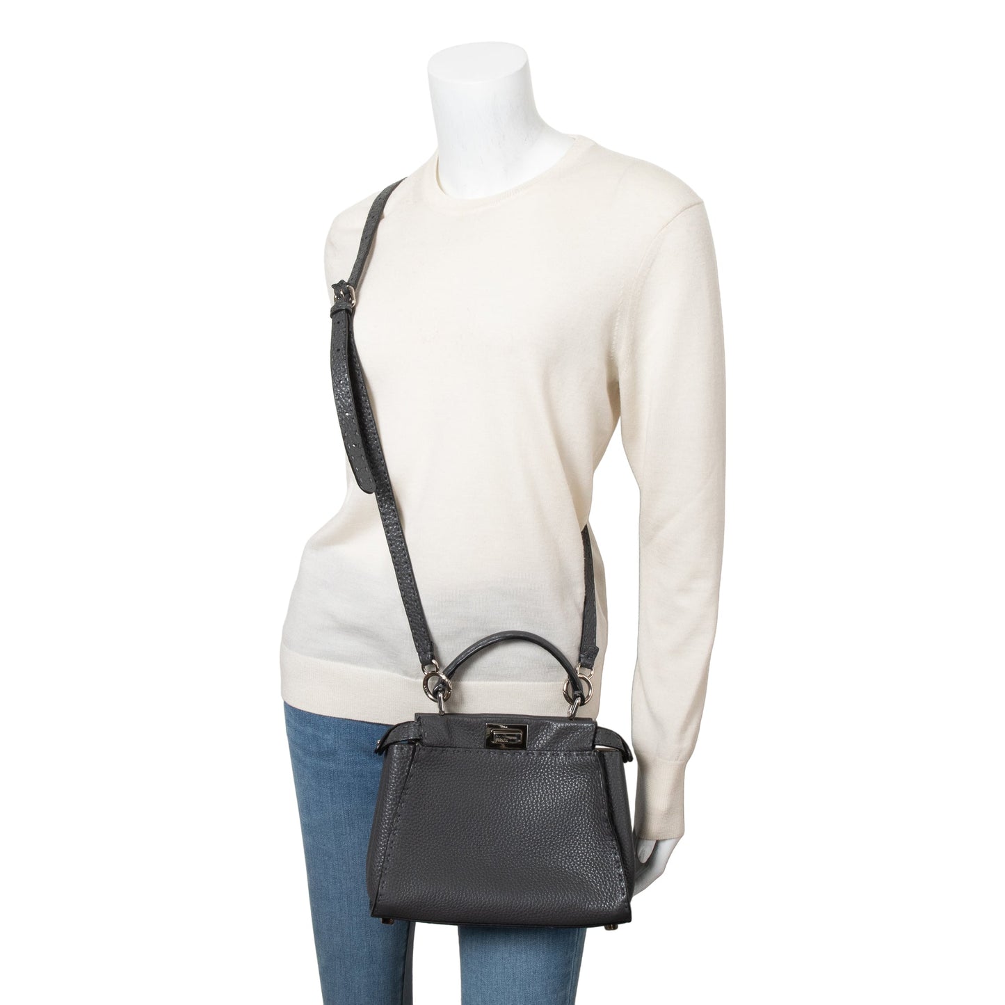 Fendi Grey Romano Selleria Peekaboo Bag Mini Travel Bag