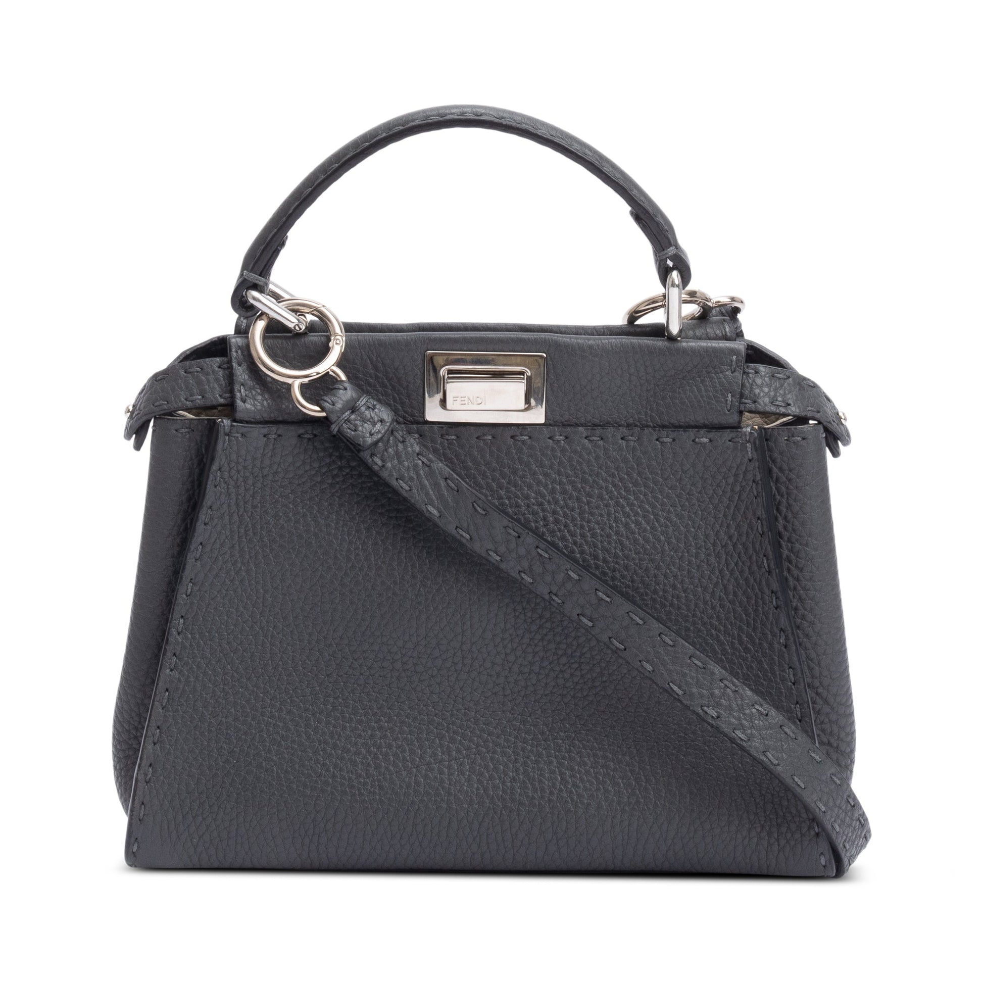 Fendi Grey Romano Selleria Peekaboo Bag Mini Travel Bag