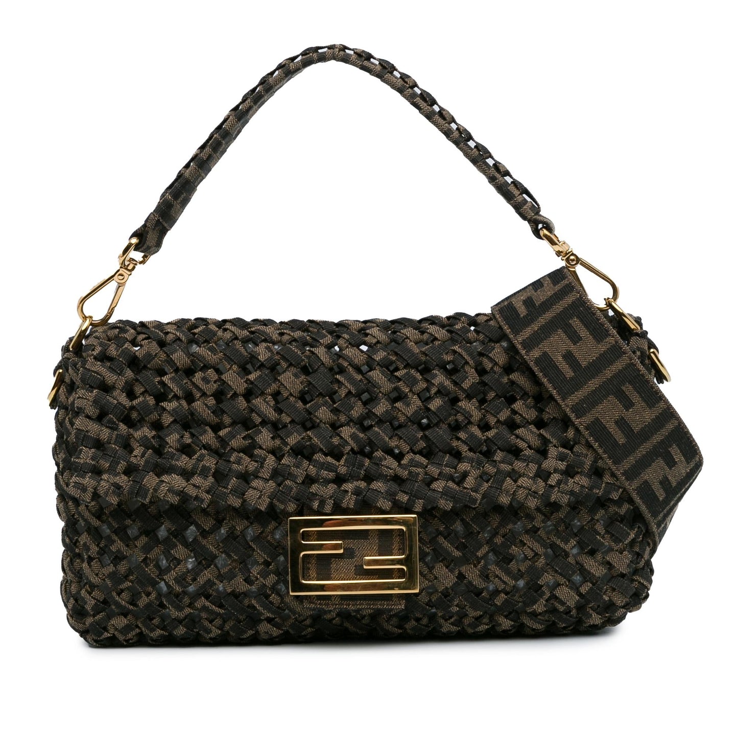 Fendi Interlaced Zucca Baguette Satchel Shg Cgxlr3 Canvas Satchel Bag