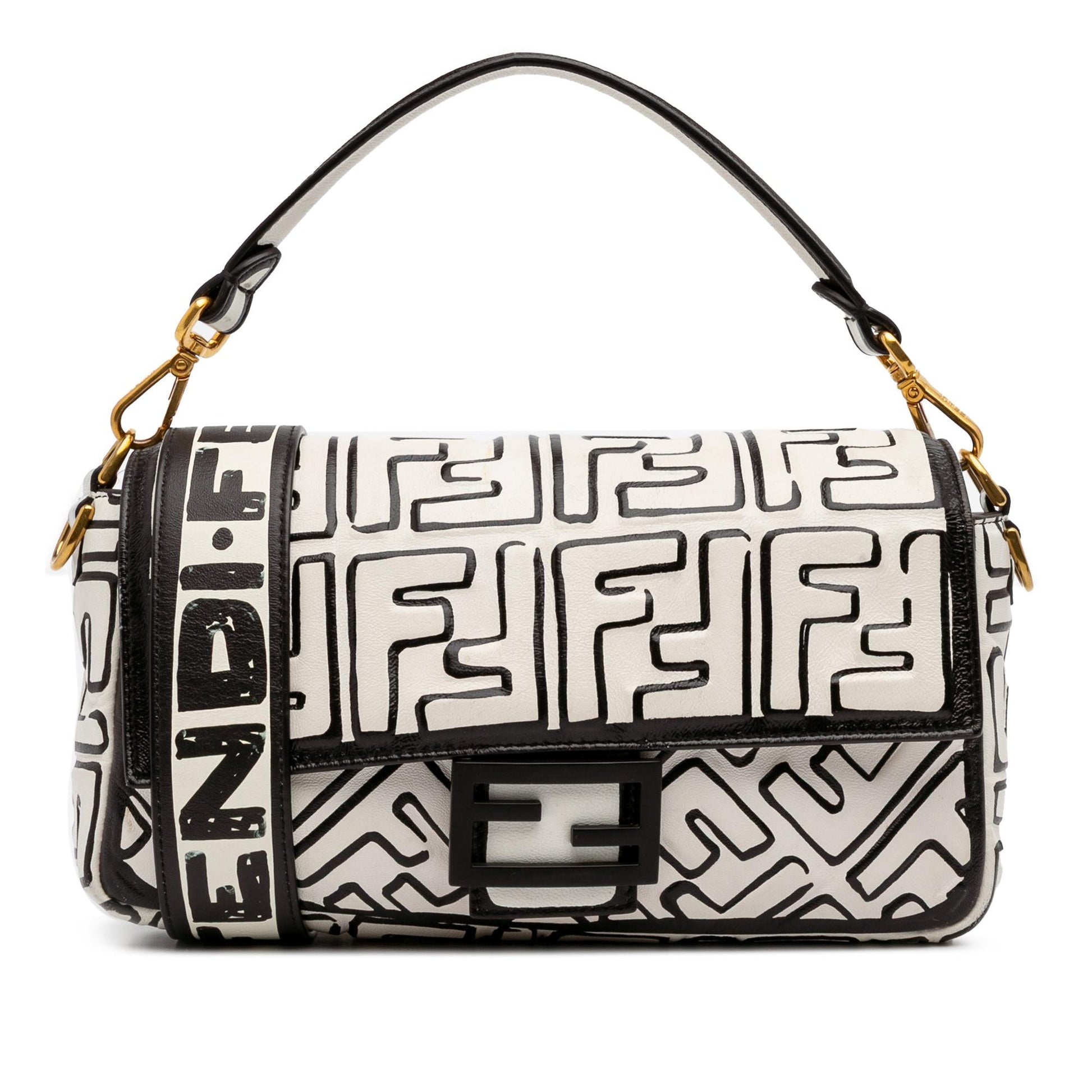 Fendi Joshua Vides California Sky Baguette Satchel Leather Medium Embossed Satchel Bag